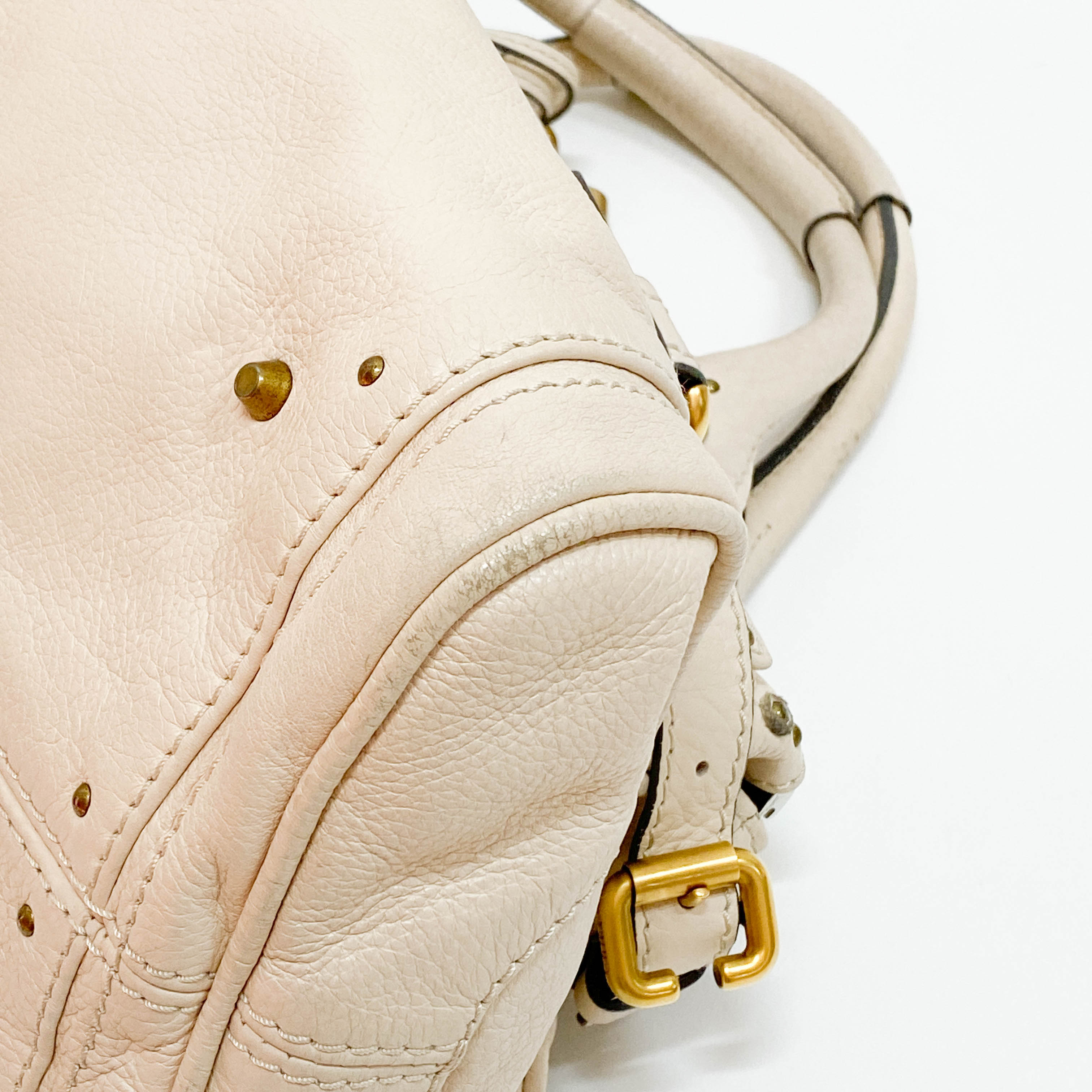 Paddington Beige Calfskin Leather Shoulder Bag