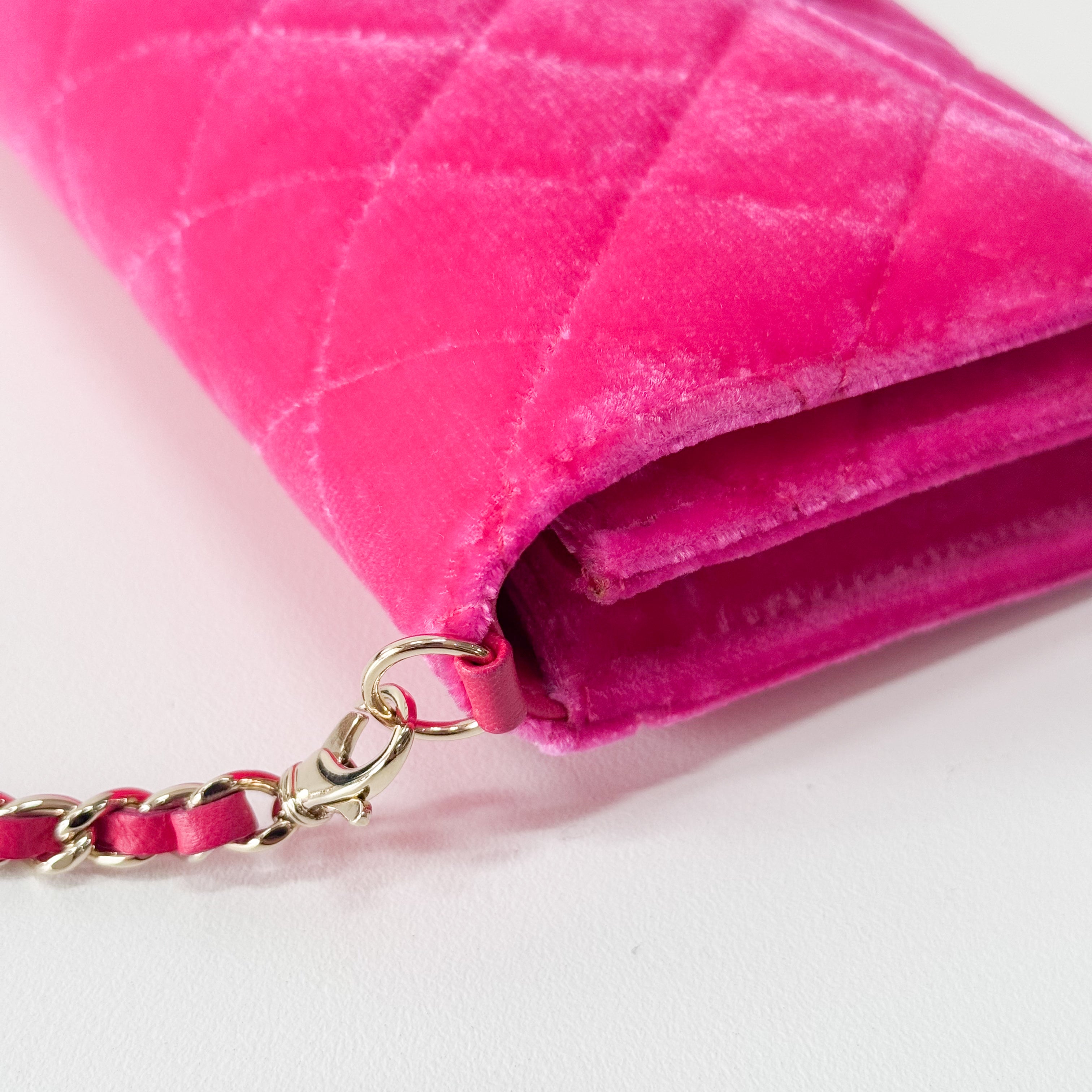 Matelassé Mini Pink Velvet Shoulder Bag