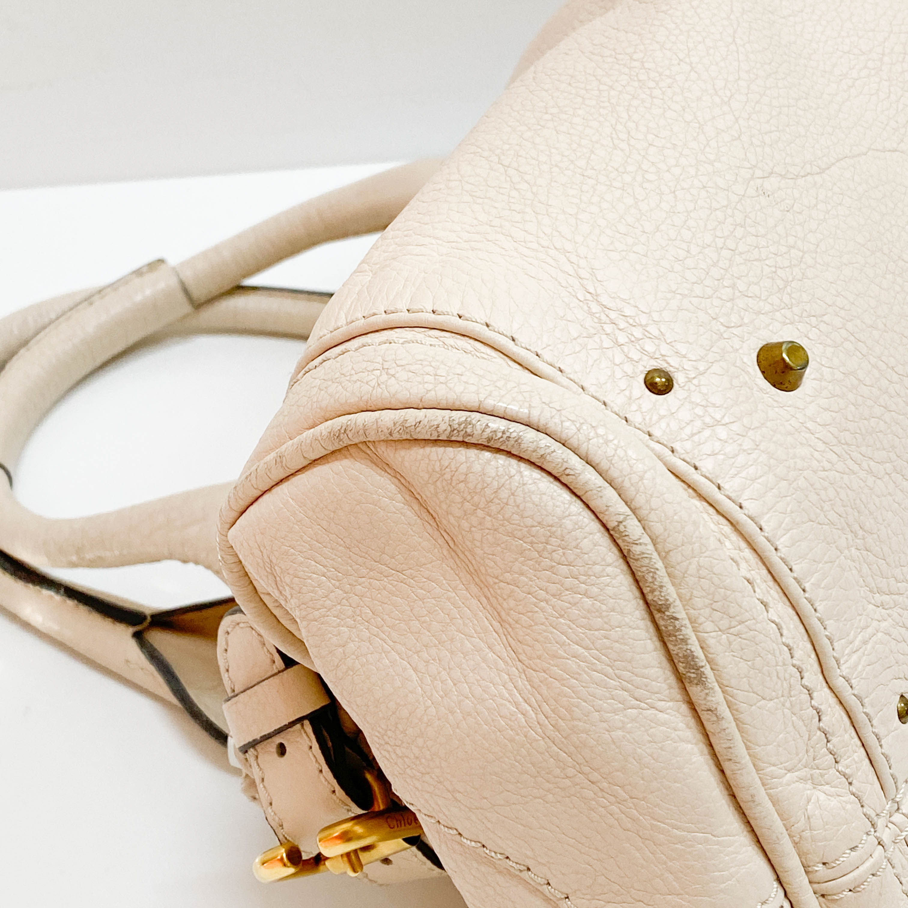Paddington Beige Calfskin Leather Shoulder Bag