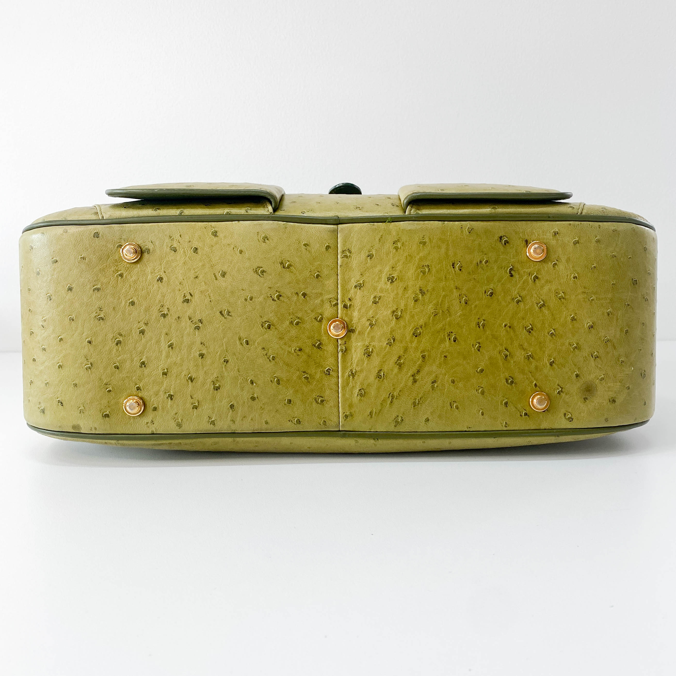 Green Leather Saddle Bowler Bag