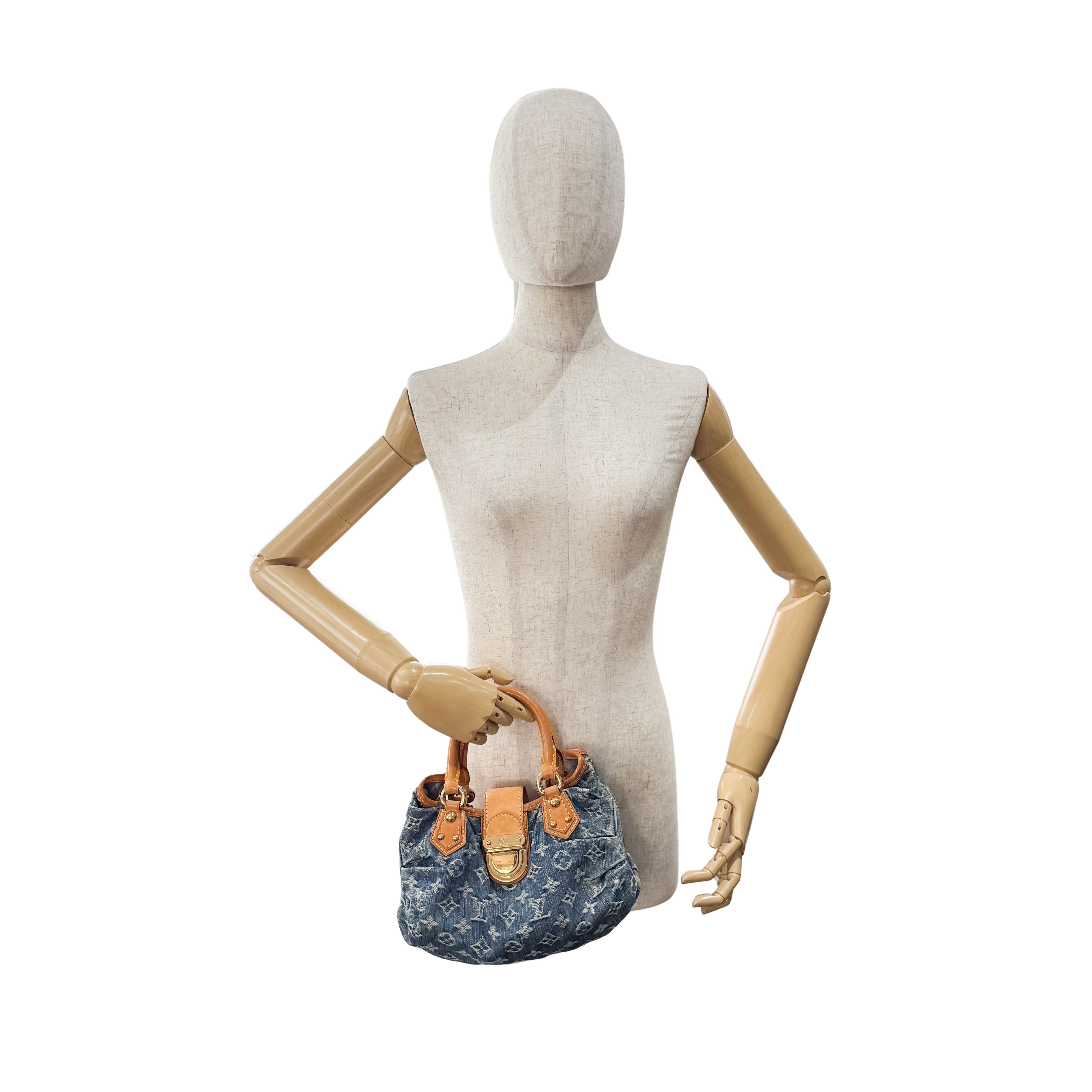 Pleaty Blue Denim Monogram Bag