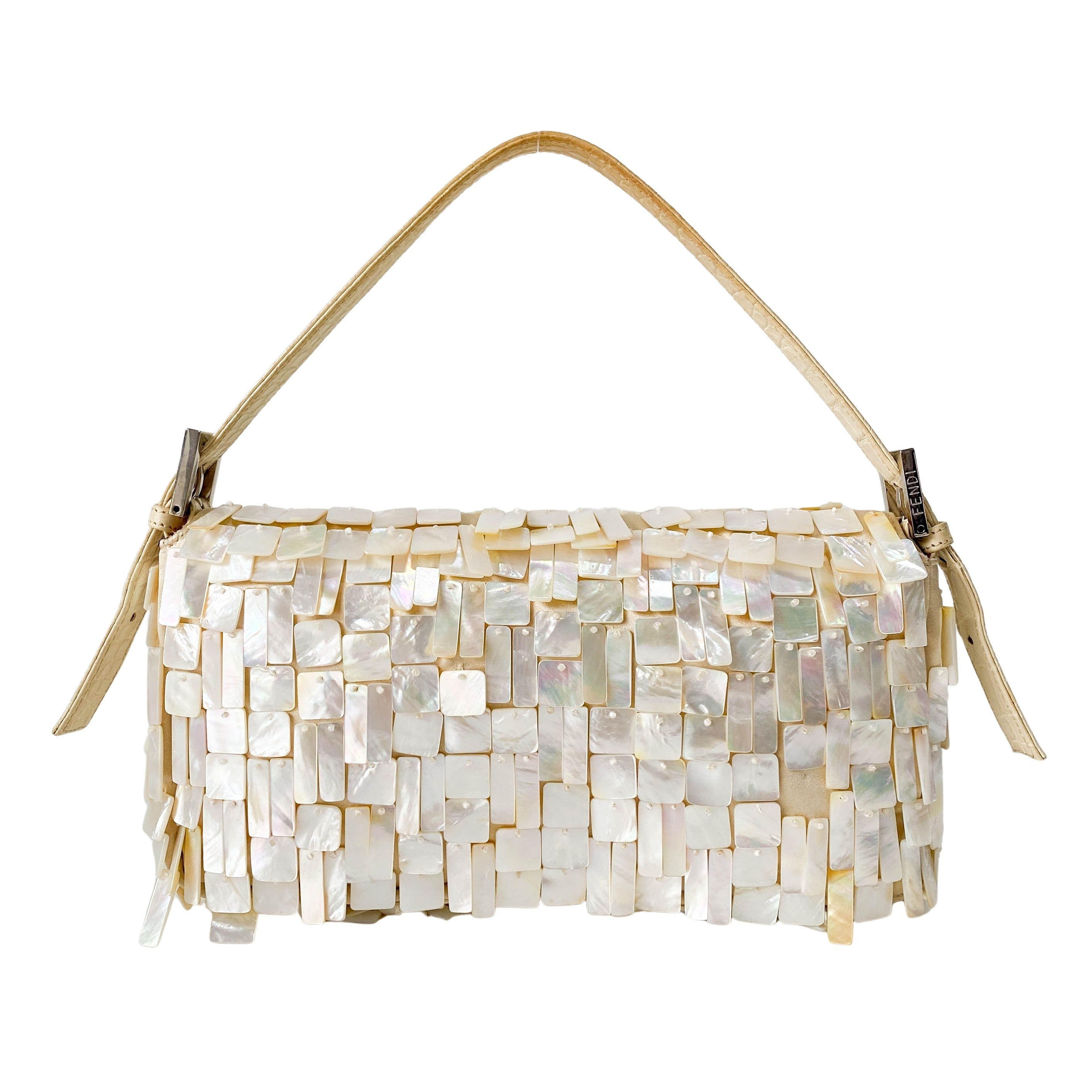 Limited Edition Baguette Mother of Pearl Gold Satin Shoulder Bag