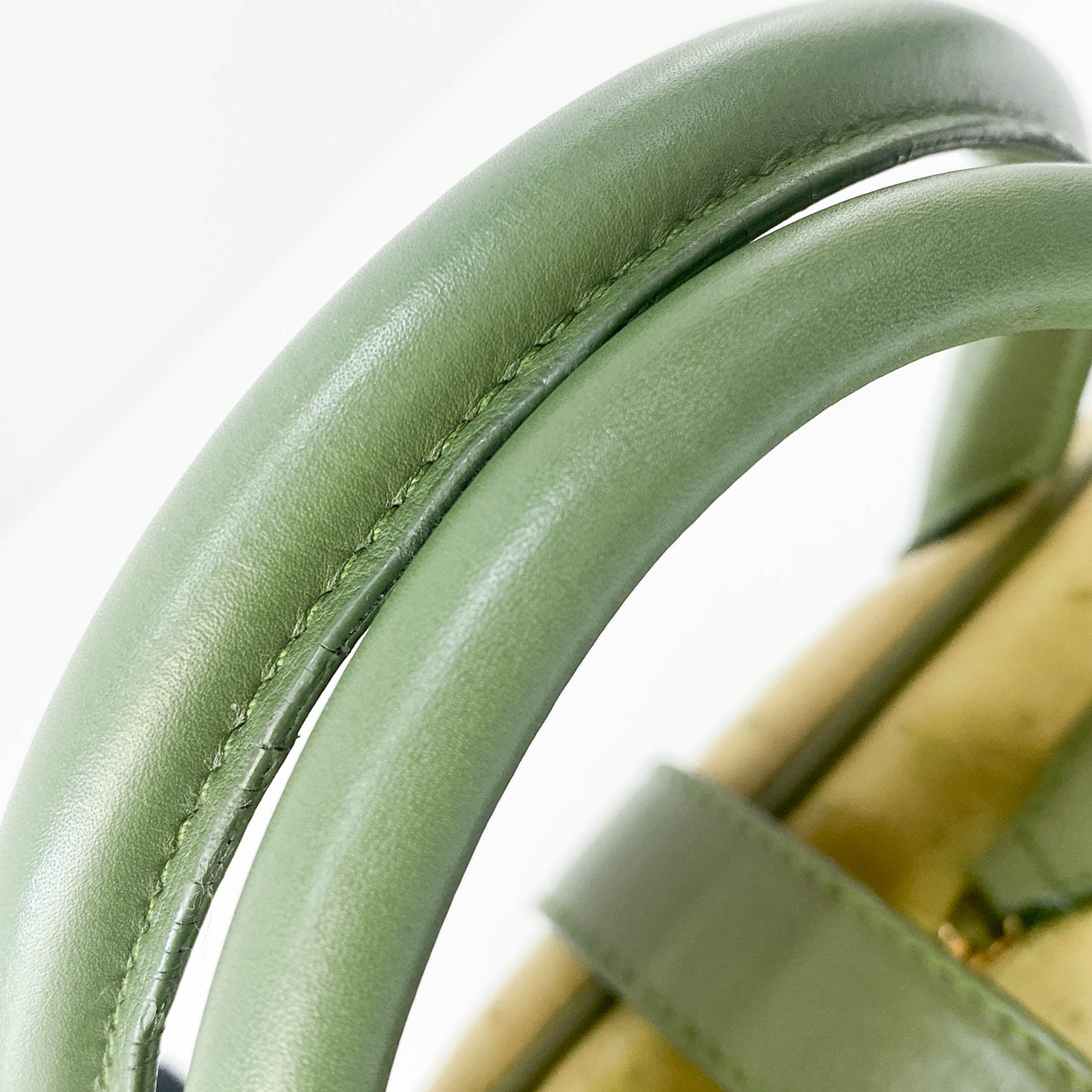 Green Leather Saddle Bowler Bag