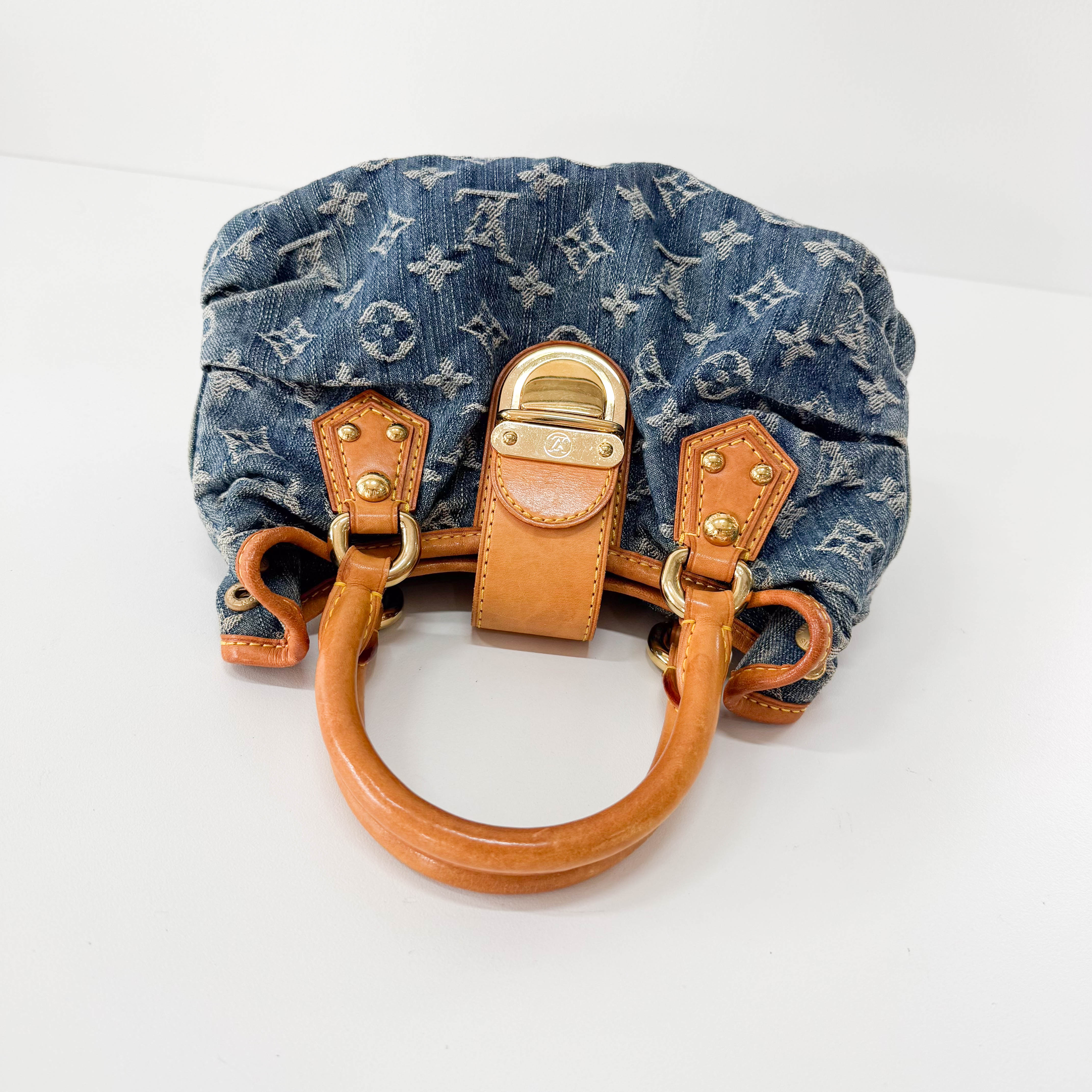 Pleaty Blue Denim Monogram Bag