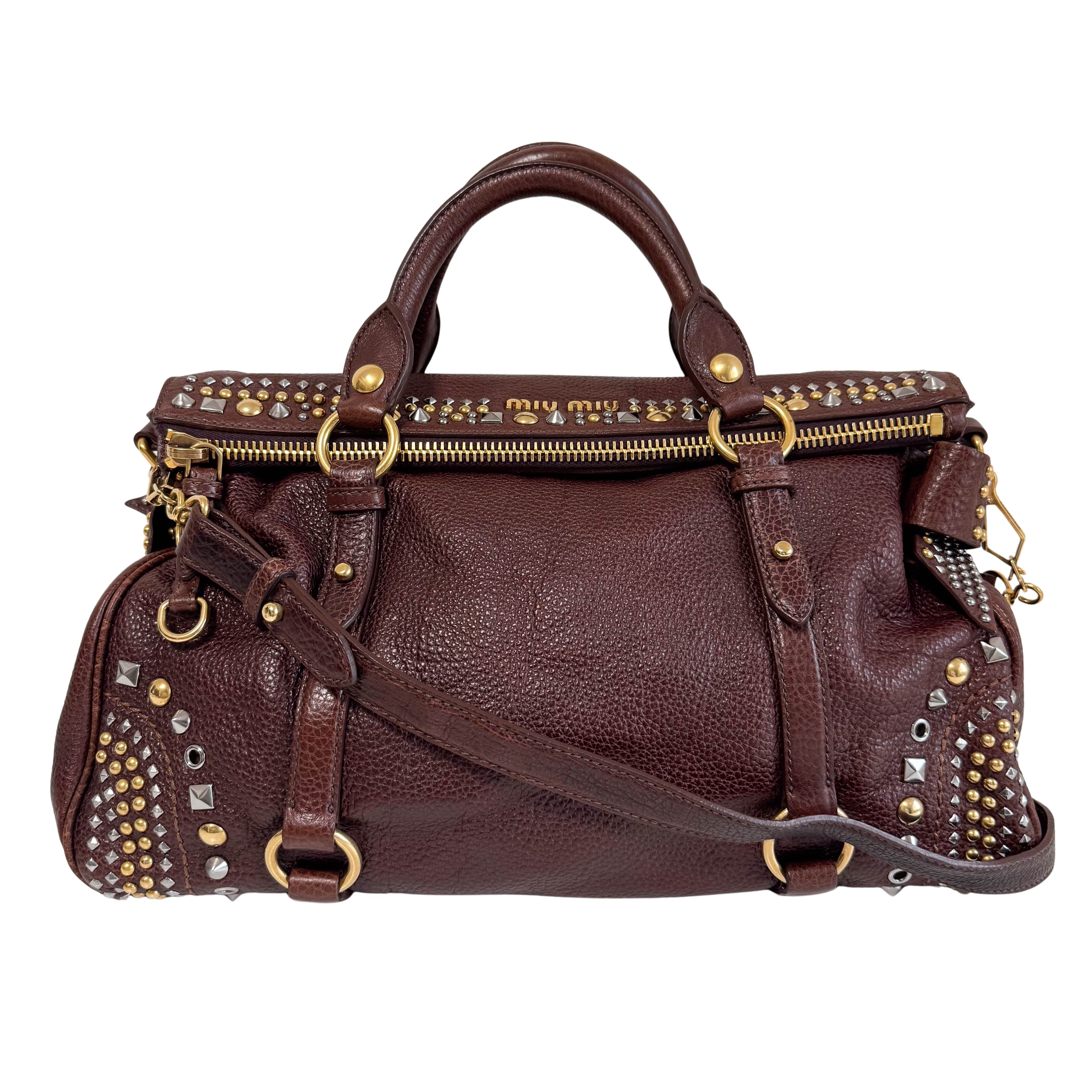 Vitello Brown Leather Top Handle Bag