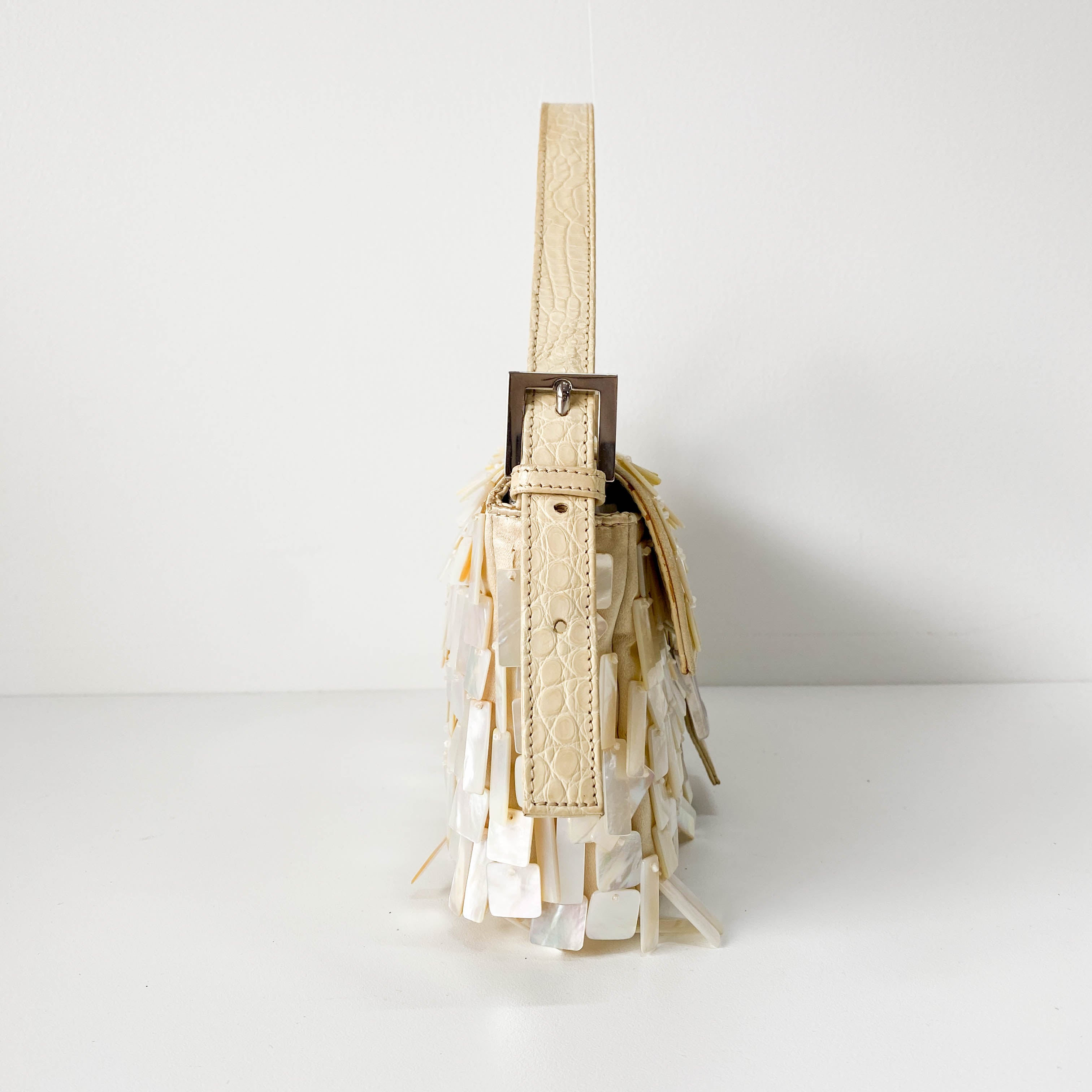 Limited Edition Baguette Mother of Pearl Gold Satin Shoulder Bag