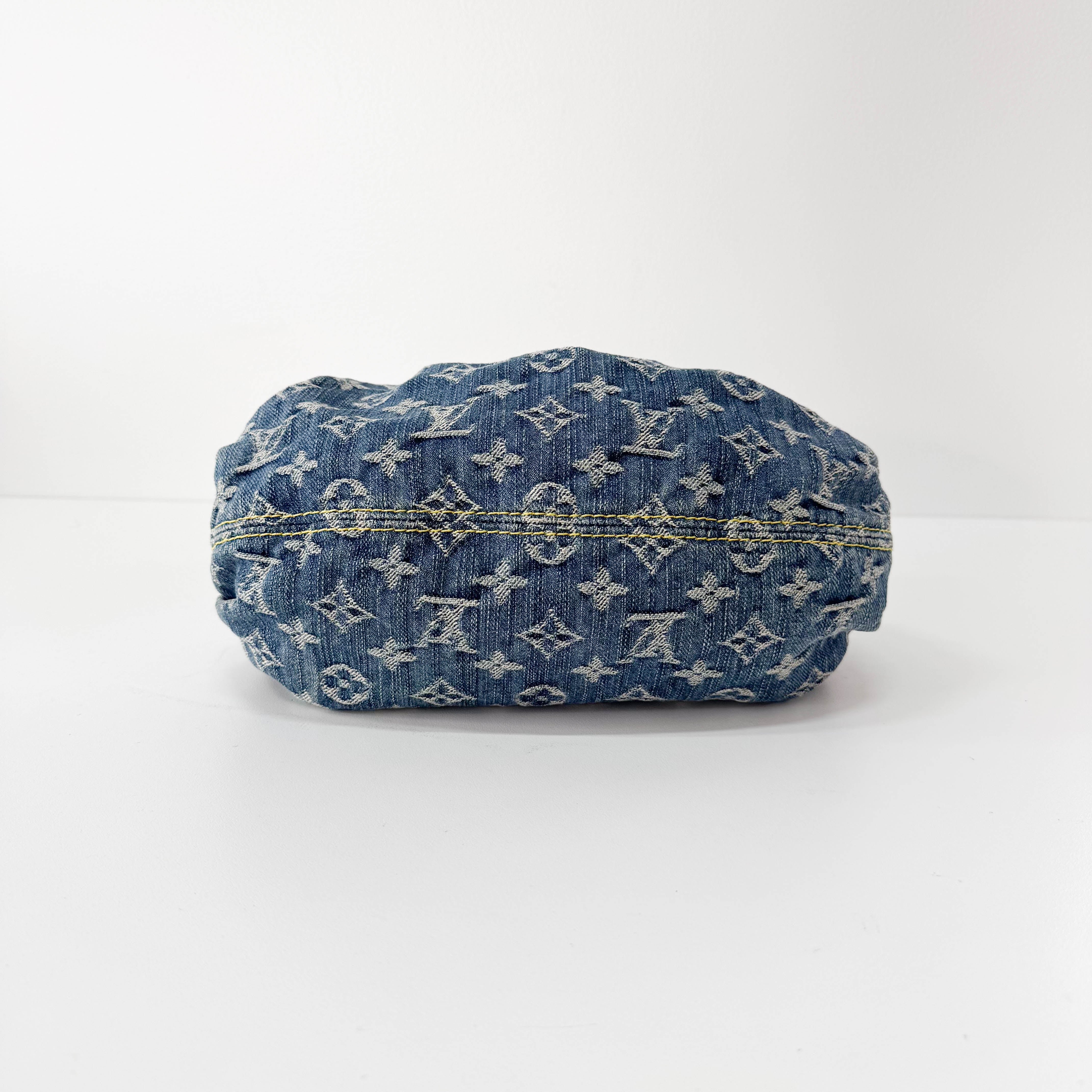 Pleaty Blue Denim Monogram Bag