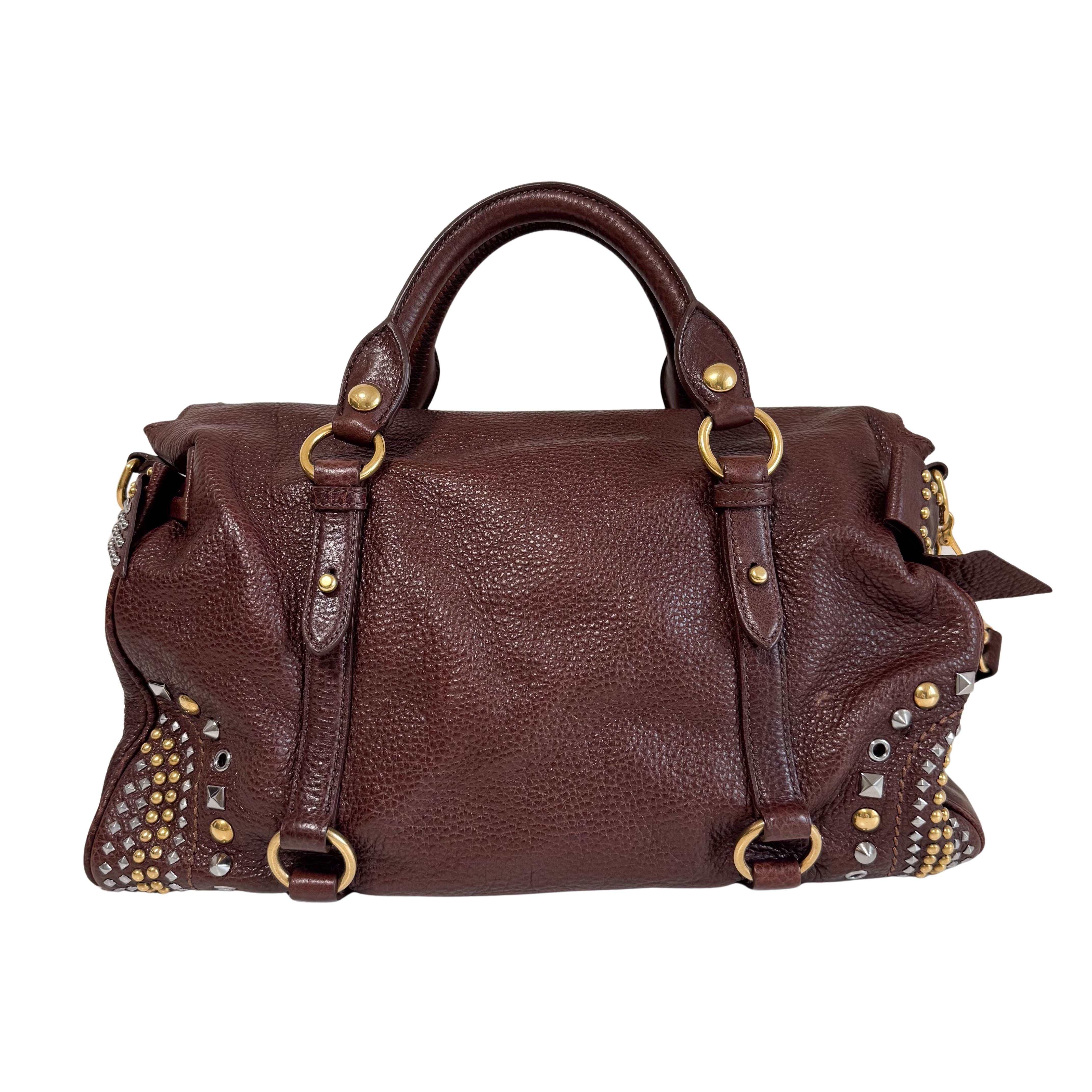 Vitello Brown Leather Top Handle Bag