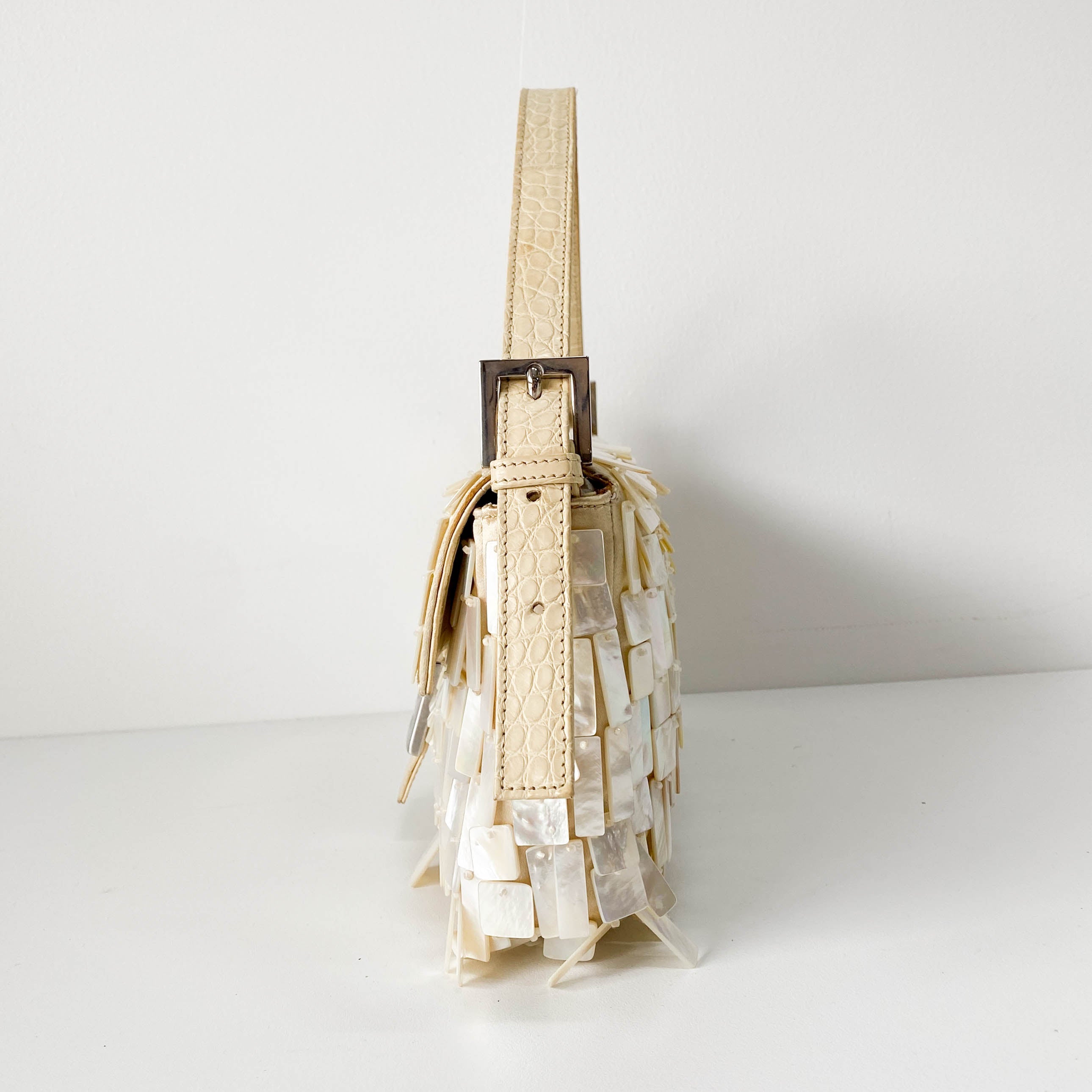 Limited Edition Baguette Mother of Pearl Gold Satin Shoulder Bag