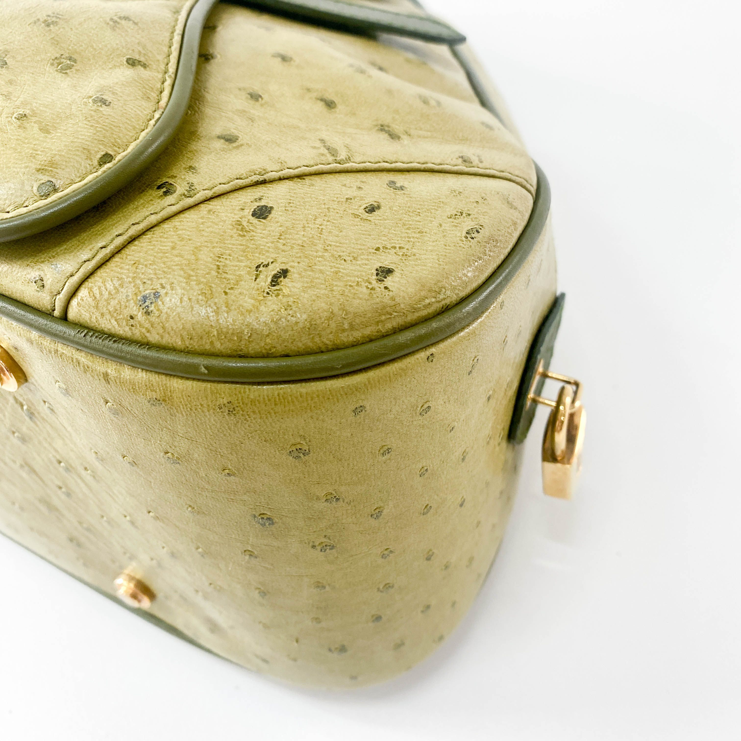 Green Leather Saddle Bowler Bag