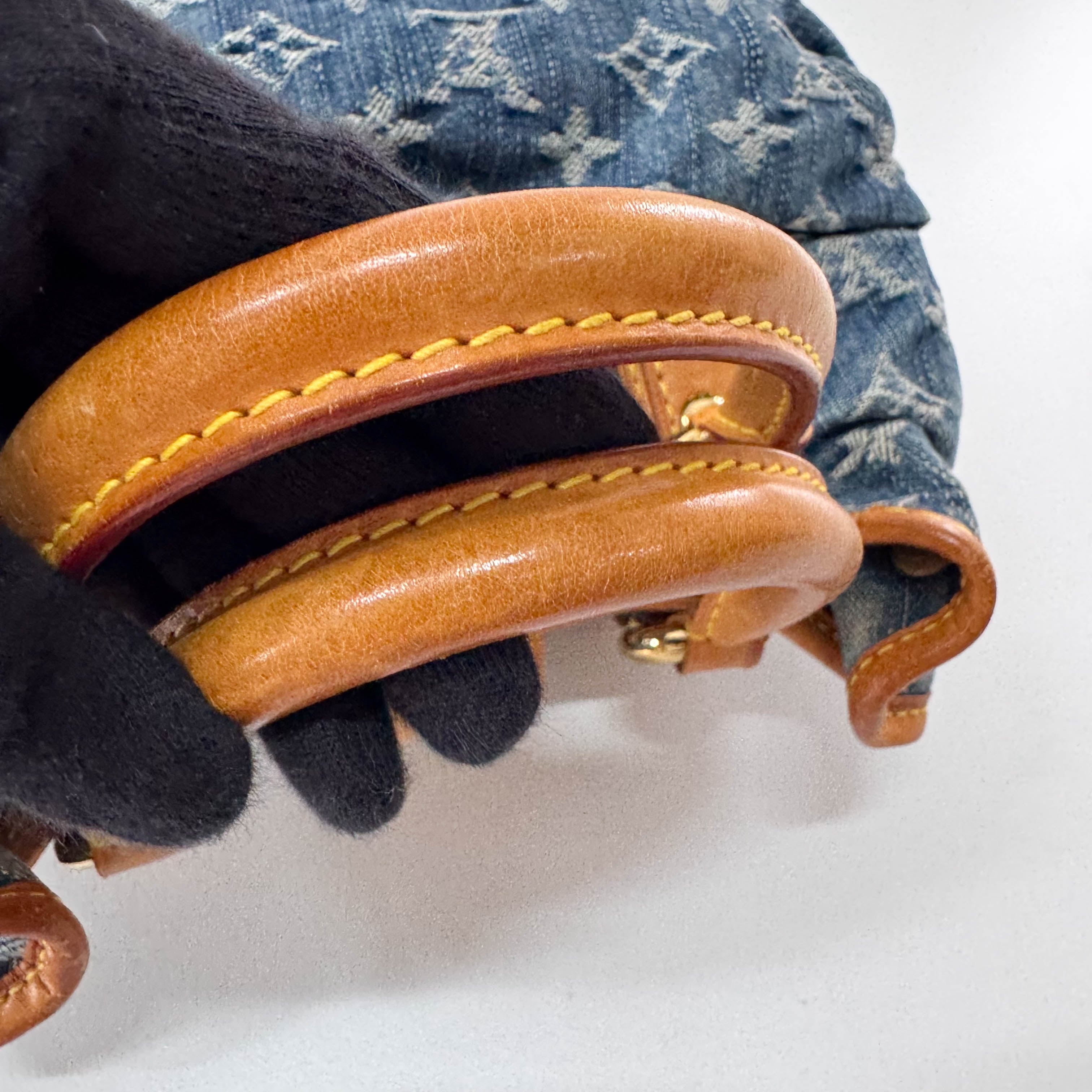 Pleaty Blue Denim Monogram Bag