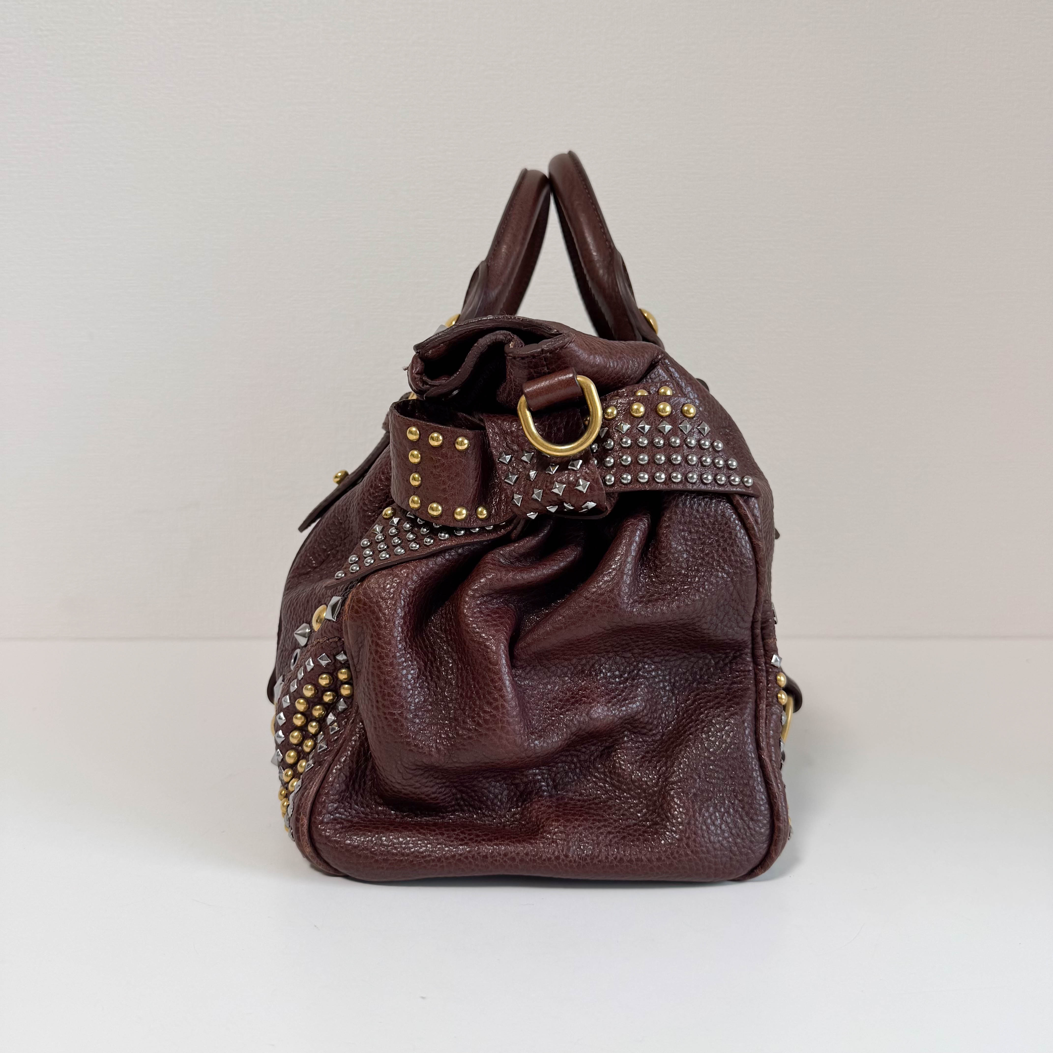 Vitello Brown Leather Top Handle Bag