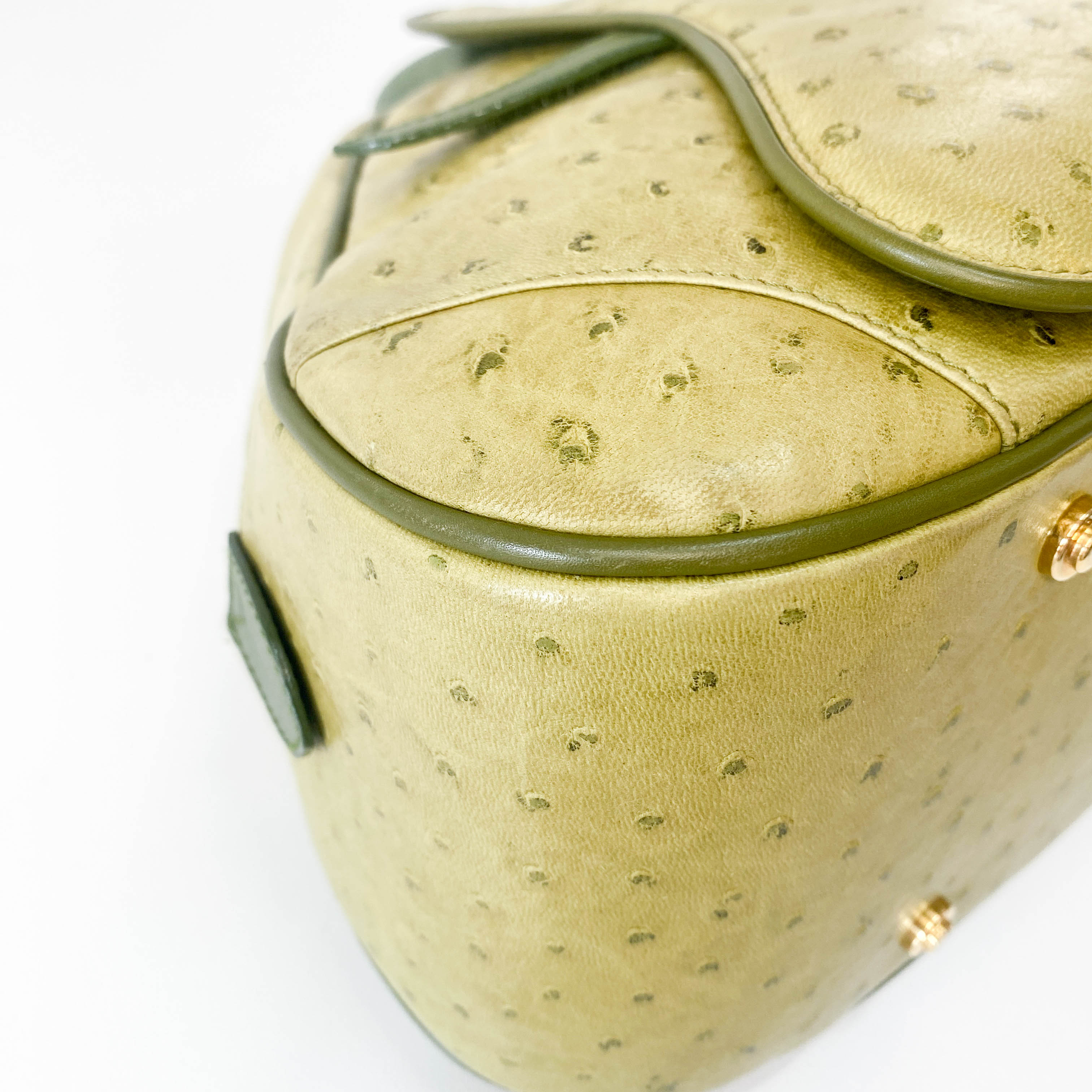 Green Leather Saddle Bowler Bag