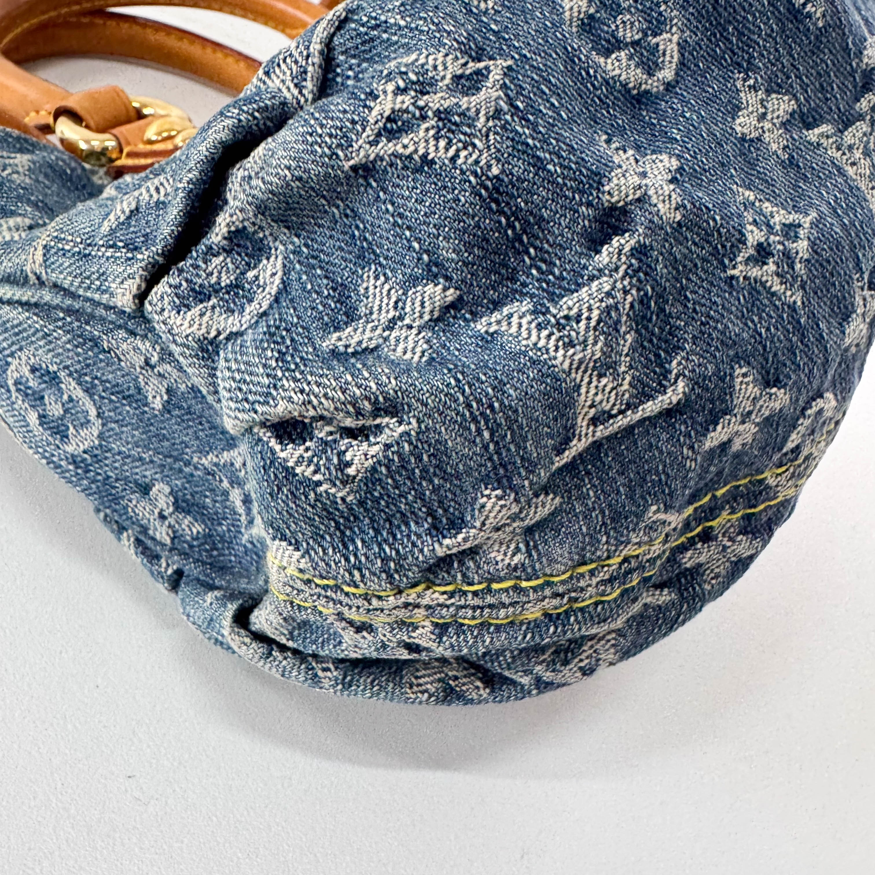 Pleaty Blue Denim Monogram Bag