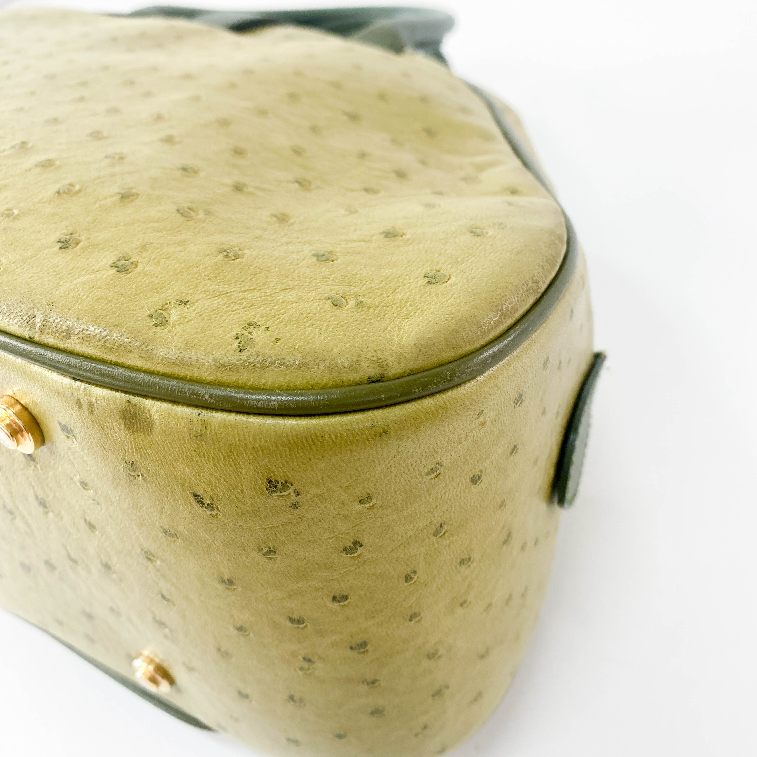 Green Leather Saddle Bowler Bag