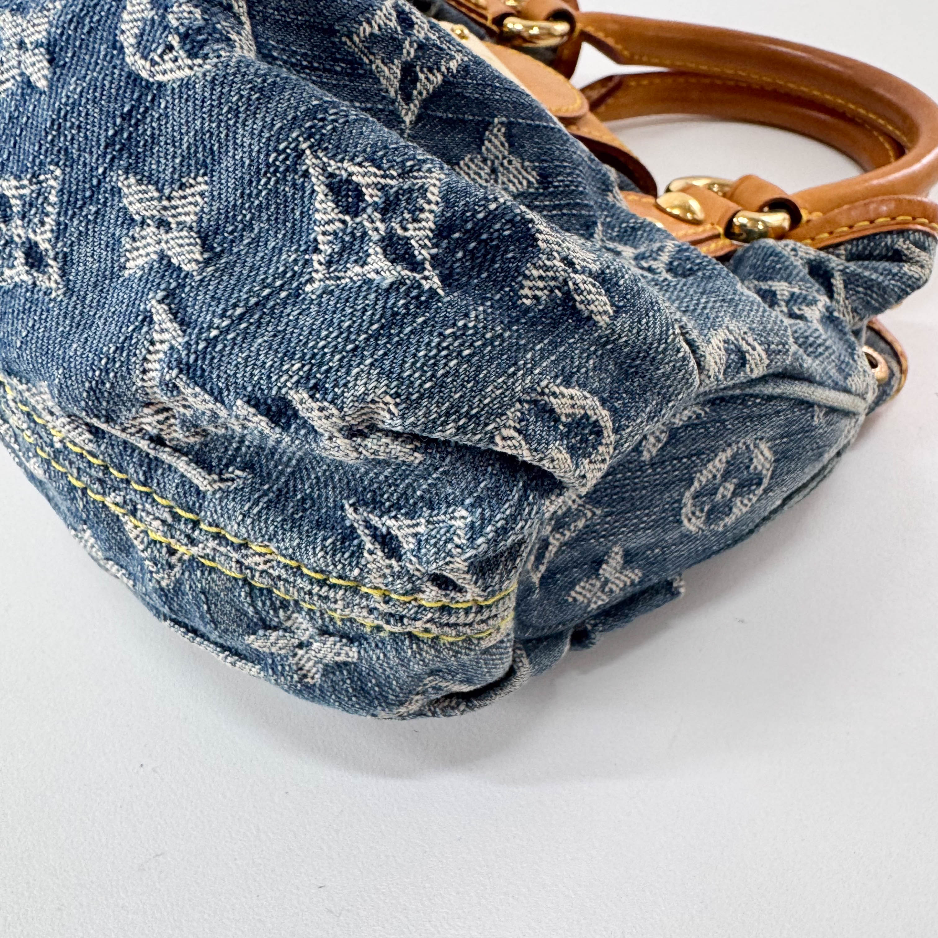 Pleaty Blue Denim Monogram Bag