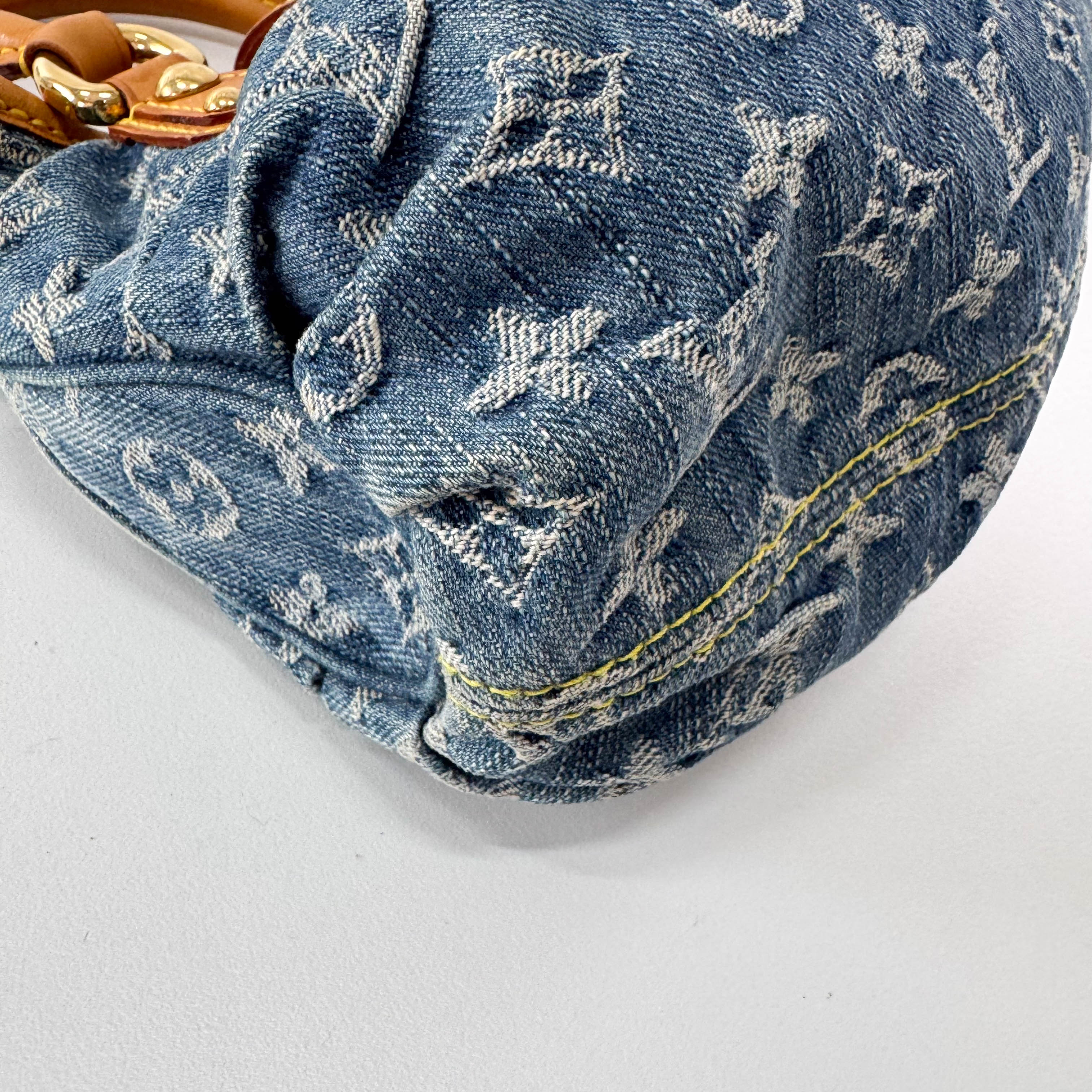 Pleaty Blue Denim Monogram Bag