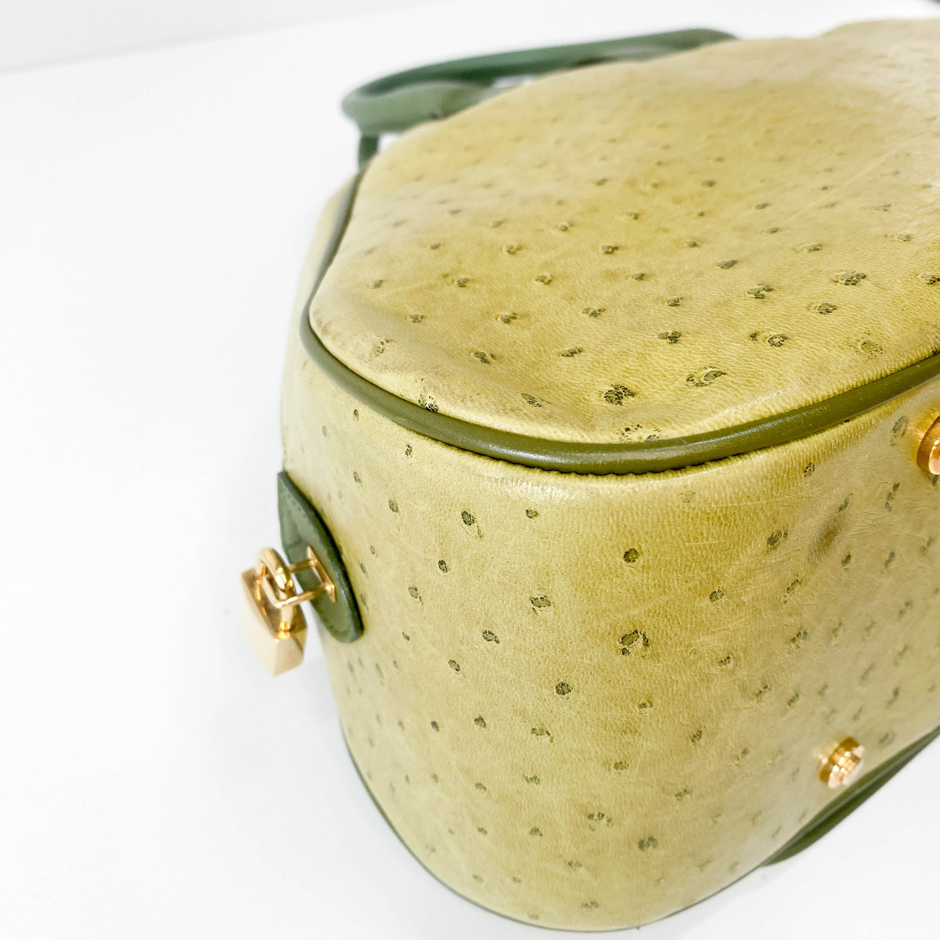Green Leather Saddle Bowler Bag