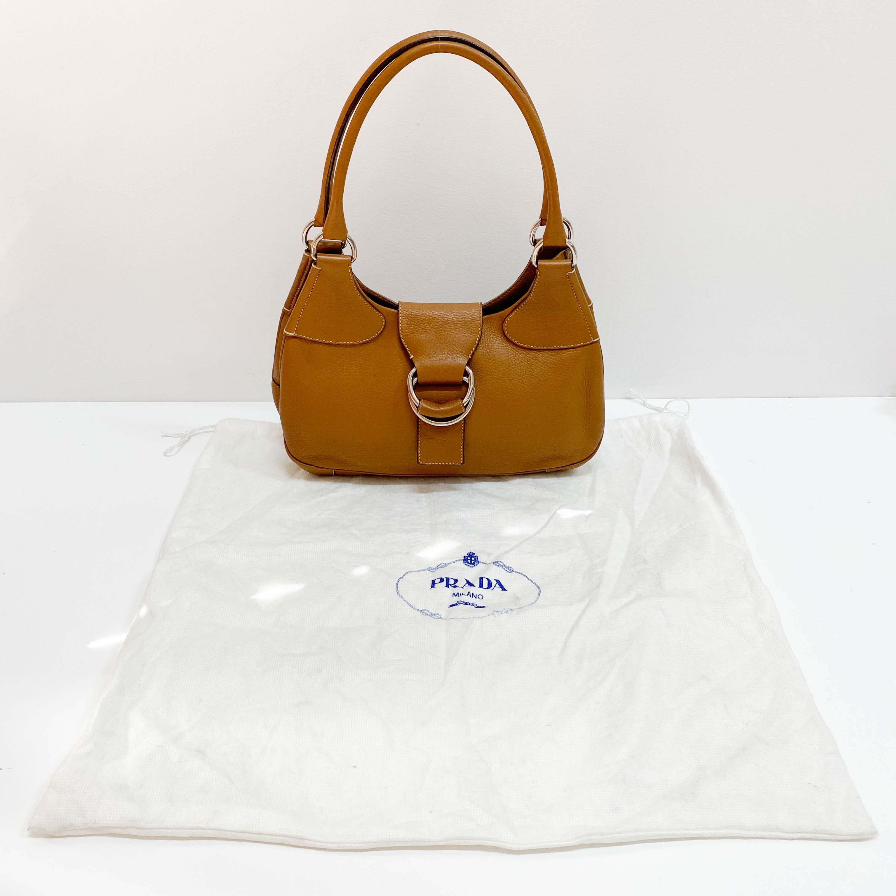 Moon Brown Calfskin Leather Shoulder Bag