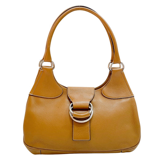 Moon Brown Calfskin Leather Shoulder Bag