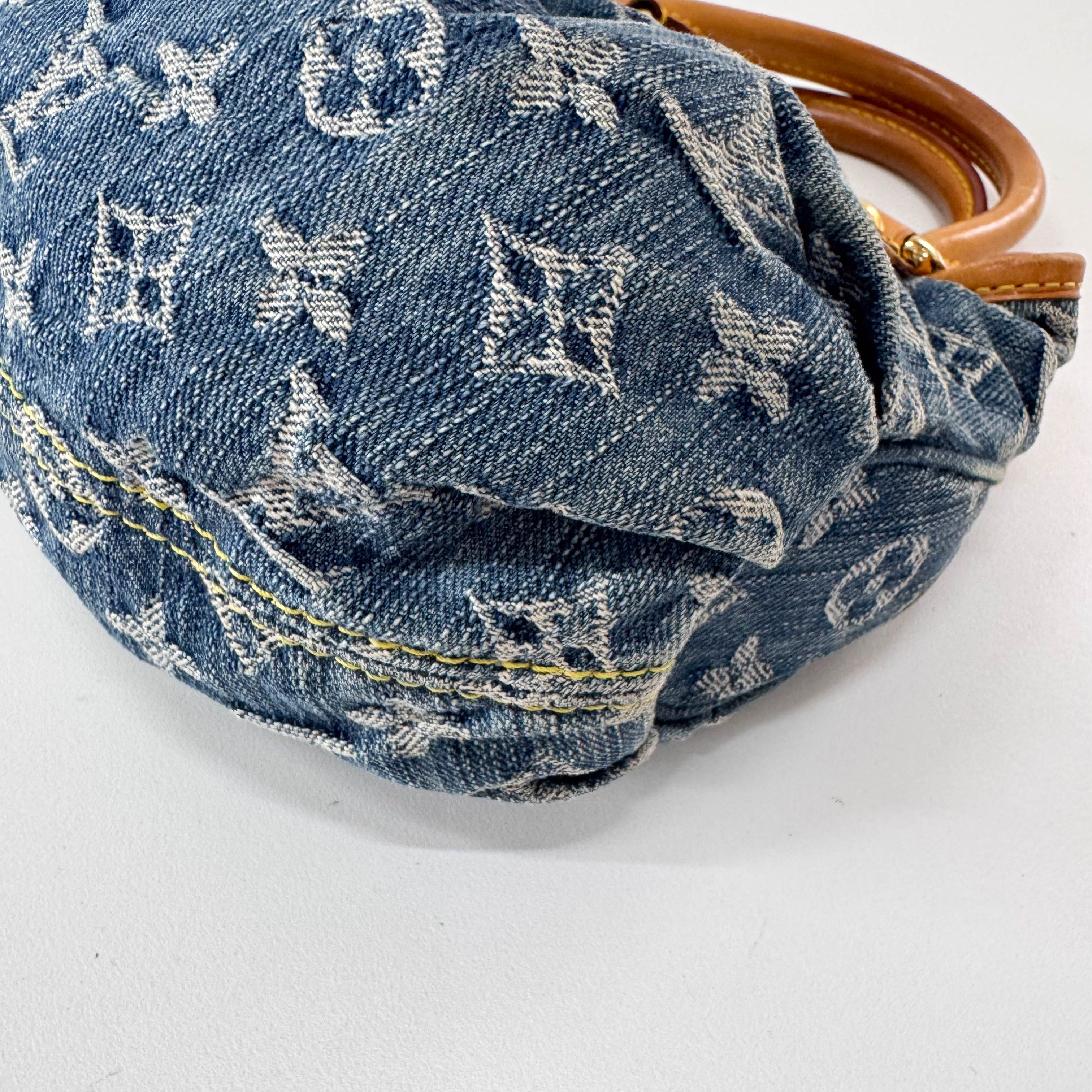 Pleaty Blue Denim Monogram Bag