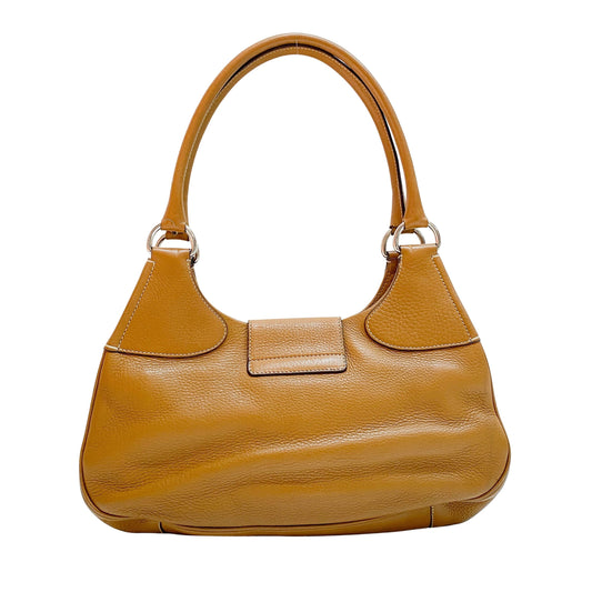 Moon Brown Calfskin Leather Shoulder Bag