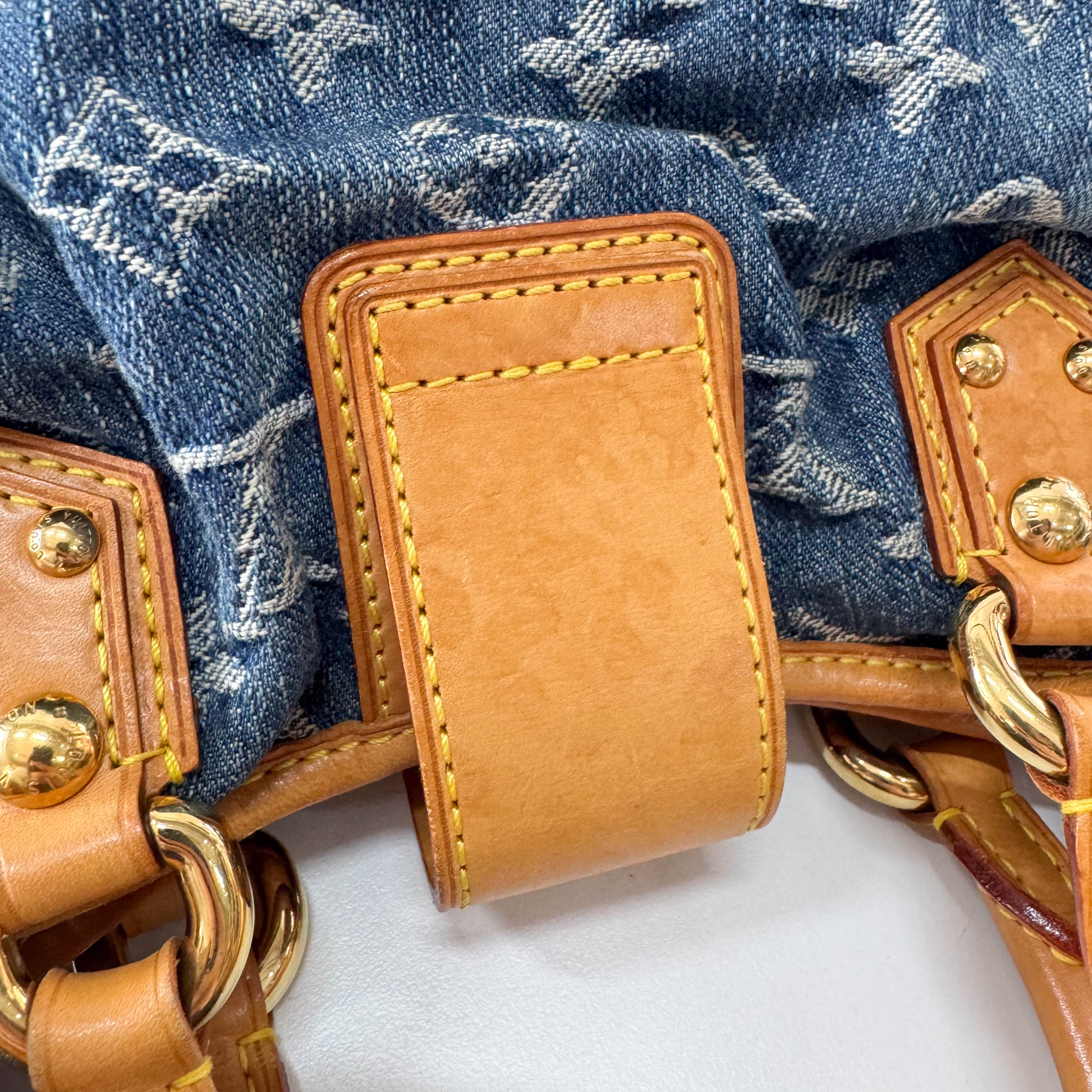 Pleaty Blue Denim Monogram Bag