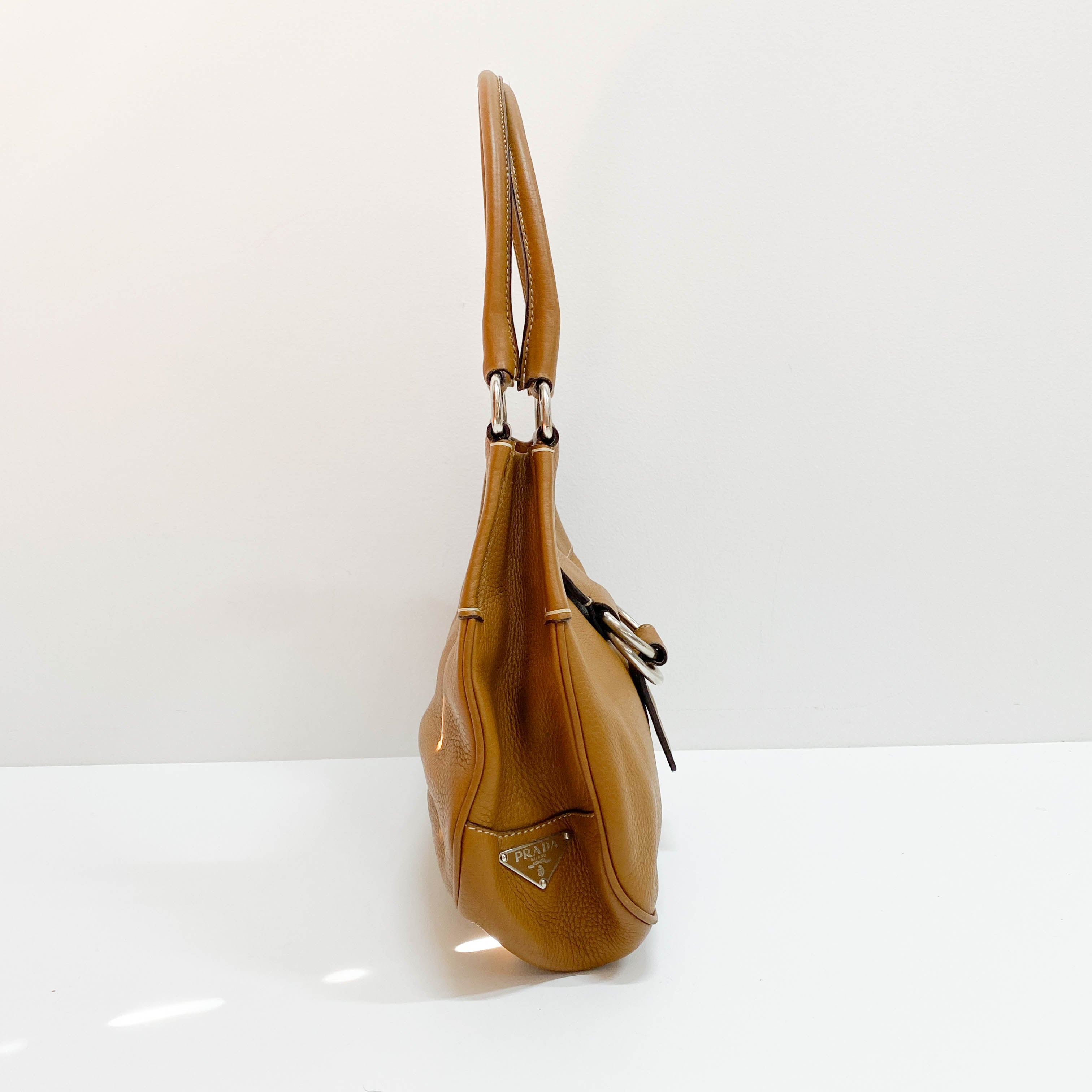Moon Brown Calfskin Leather Shoulder Bag