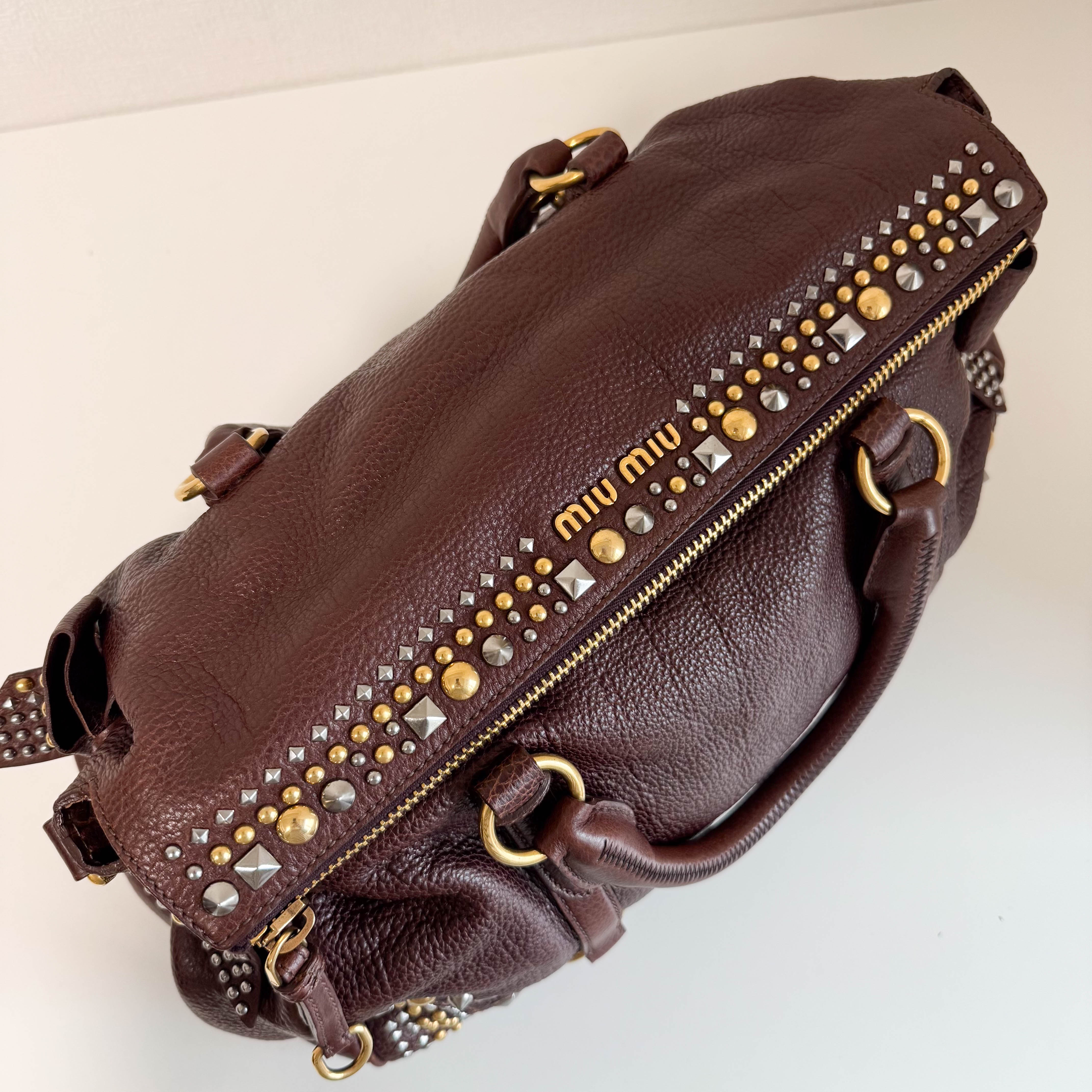 Vitello Brown Leather Top Handle Bag