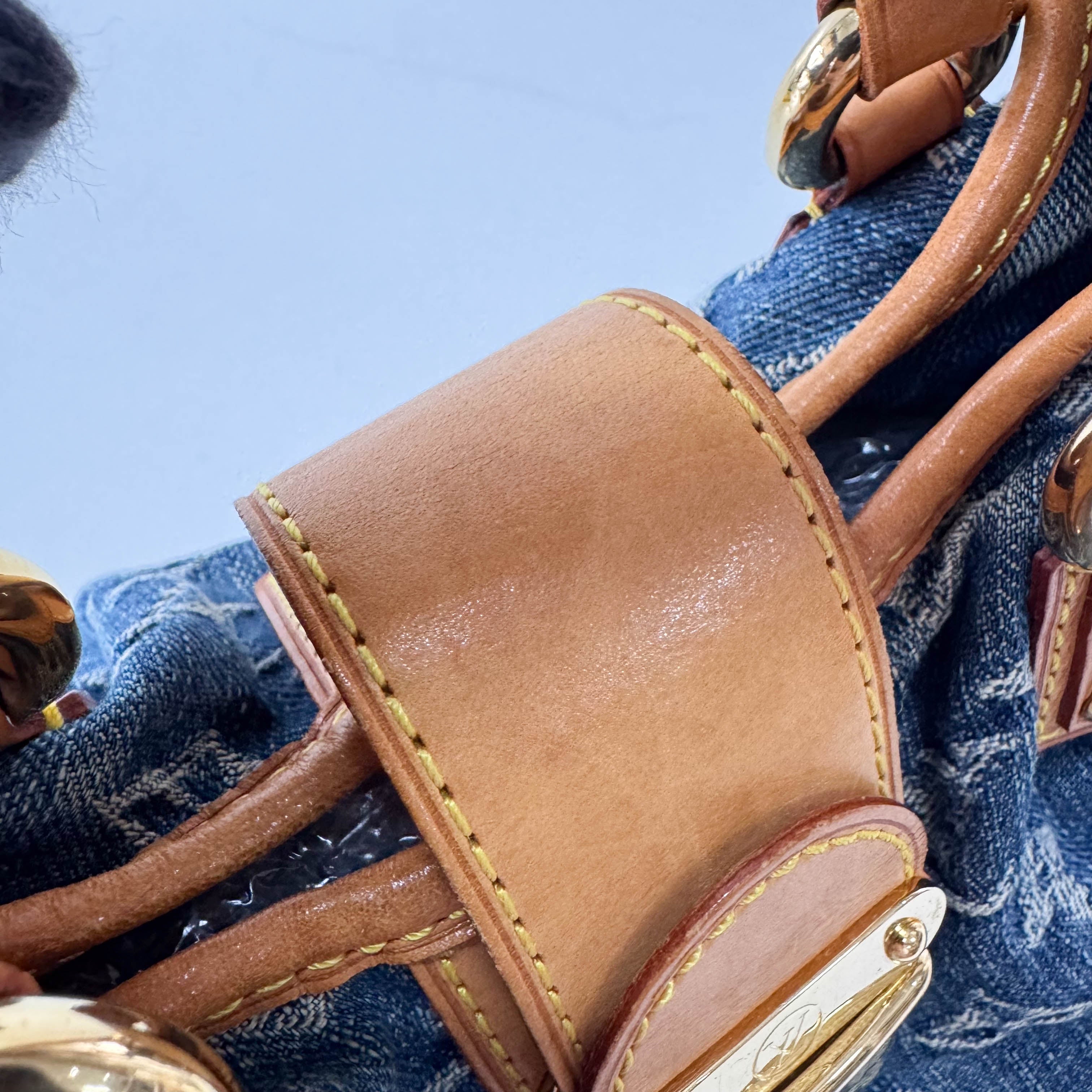 Pleaty Blue Denim Monogram Bag