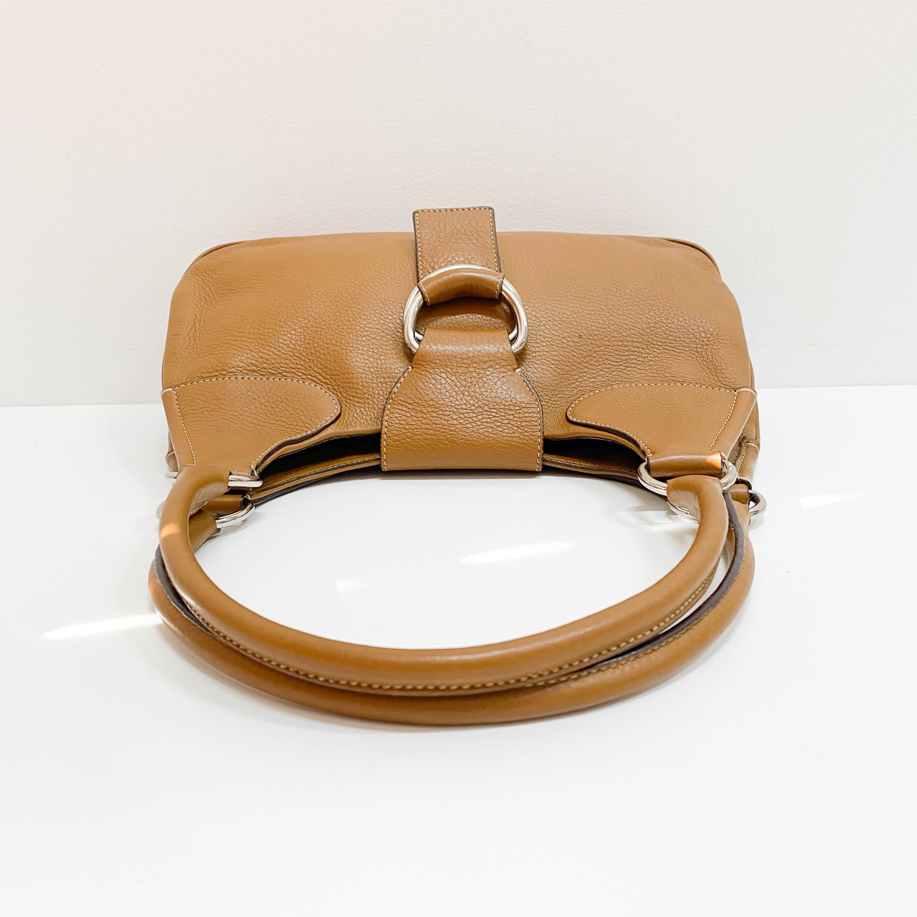 Moon Brown Calfskin Leather Shoulder Bag