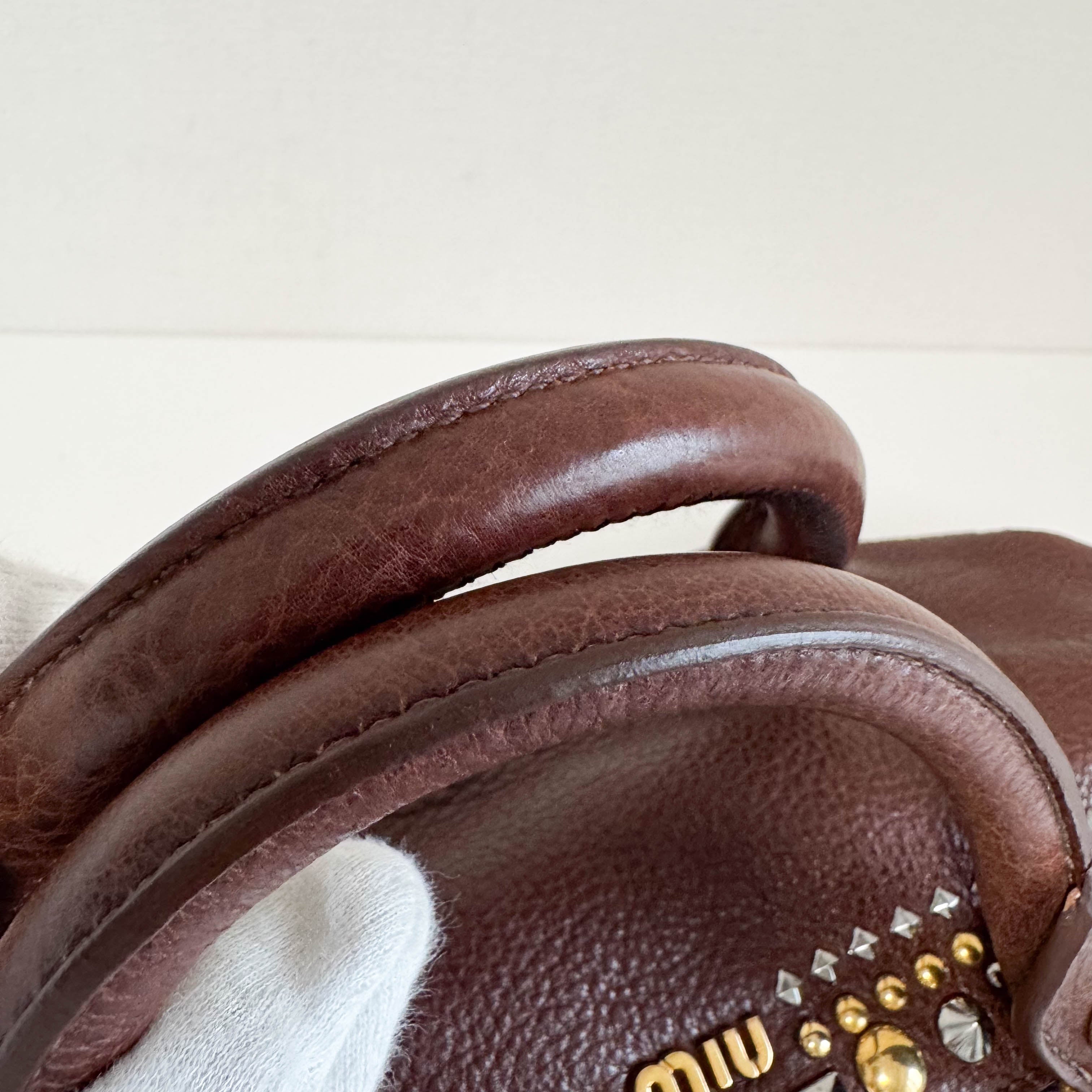 Vitello Brown Leather Top Handle Bag