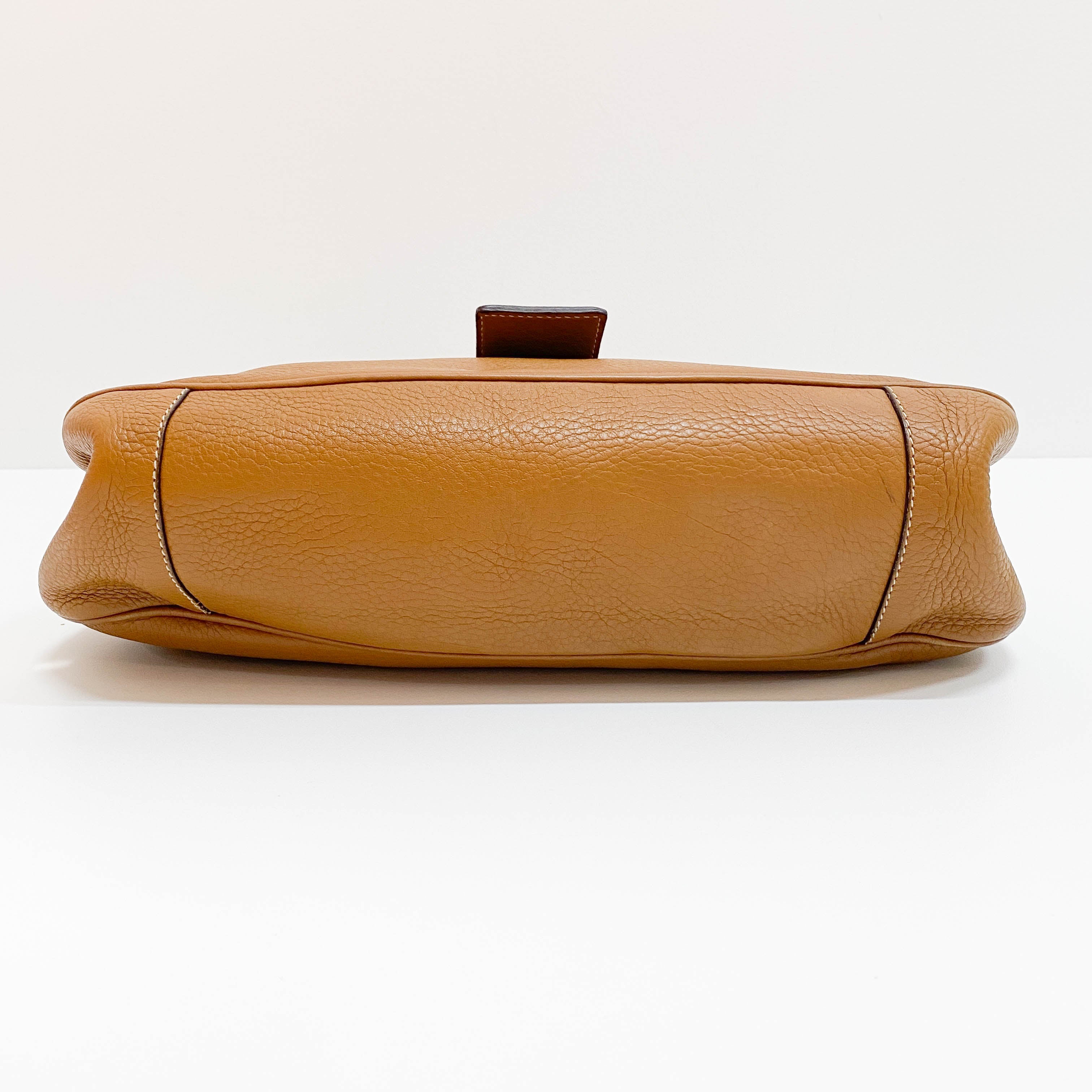 Moon Brown Calfskin Leather Shoulder Bag