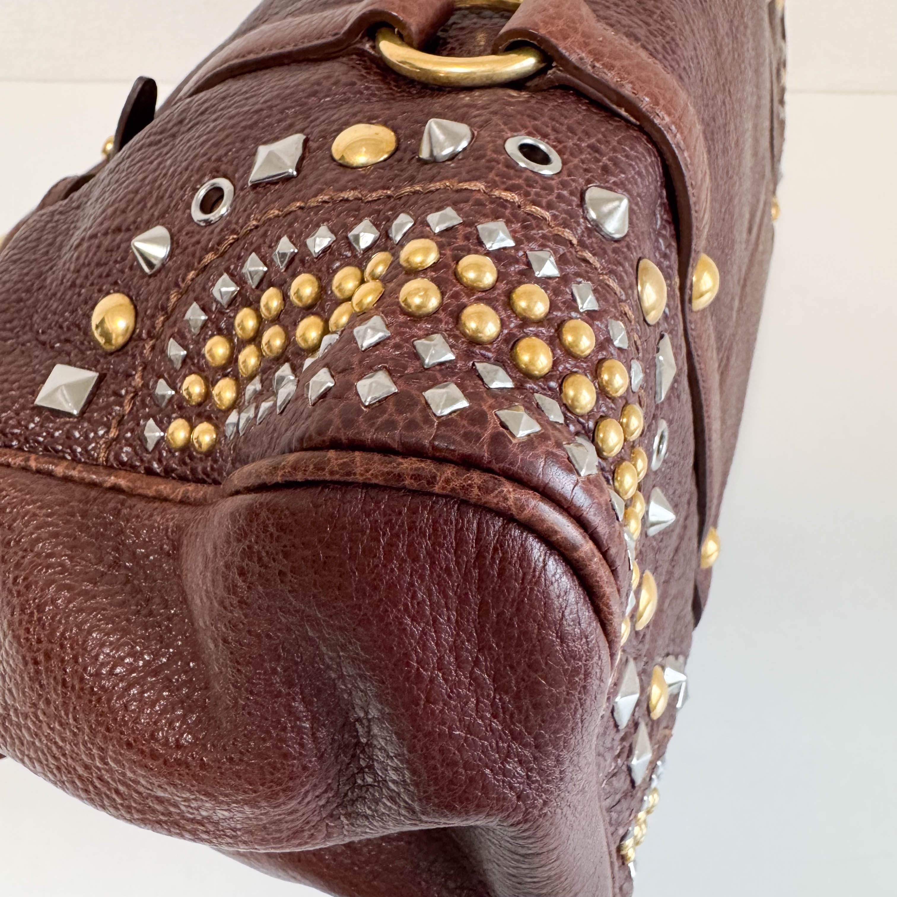 Vitello Brown Leather Top Handle Bag