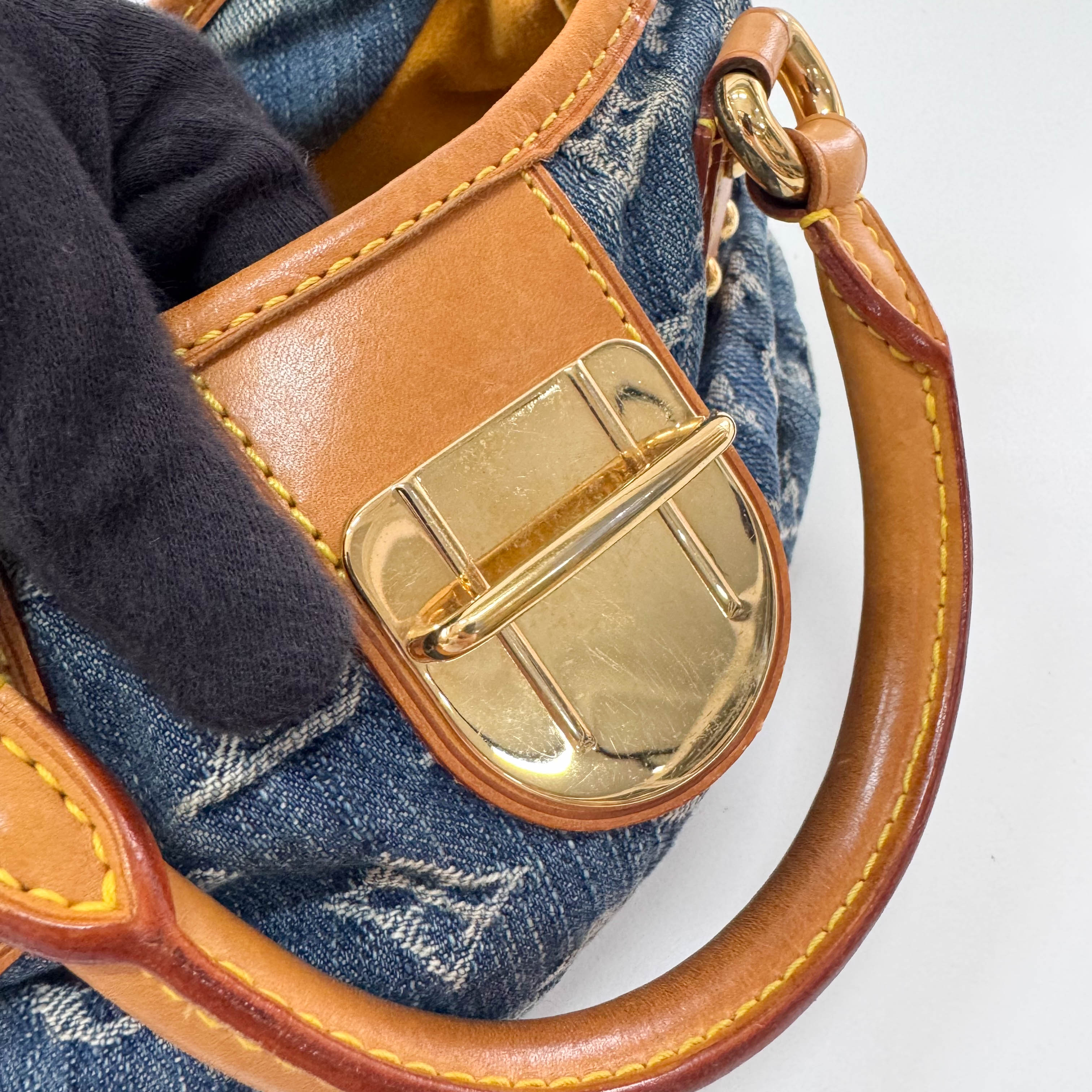 Pleaty Blue Denim Monogram Bag