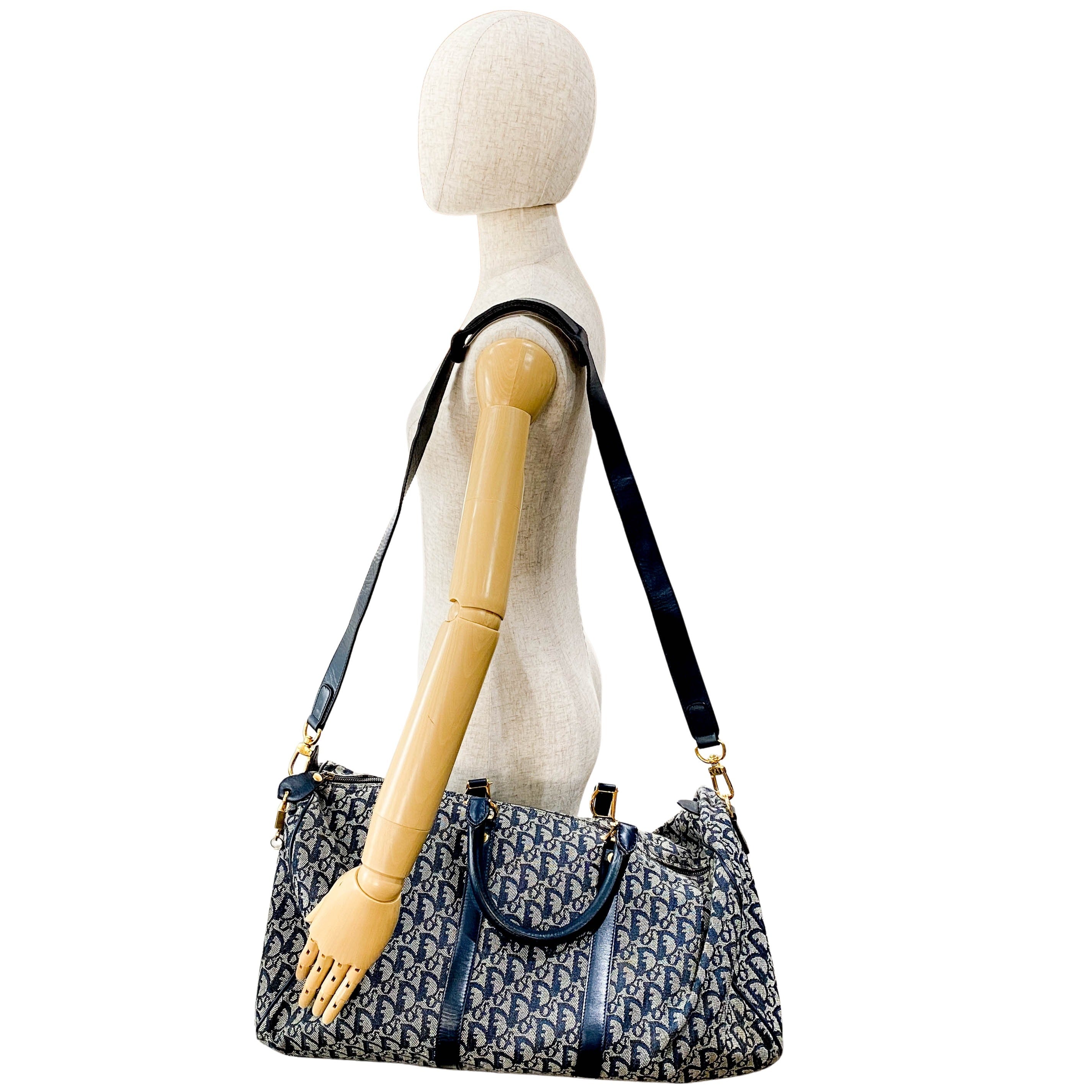 Boston Trotter Navy Canvas Bag