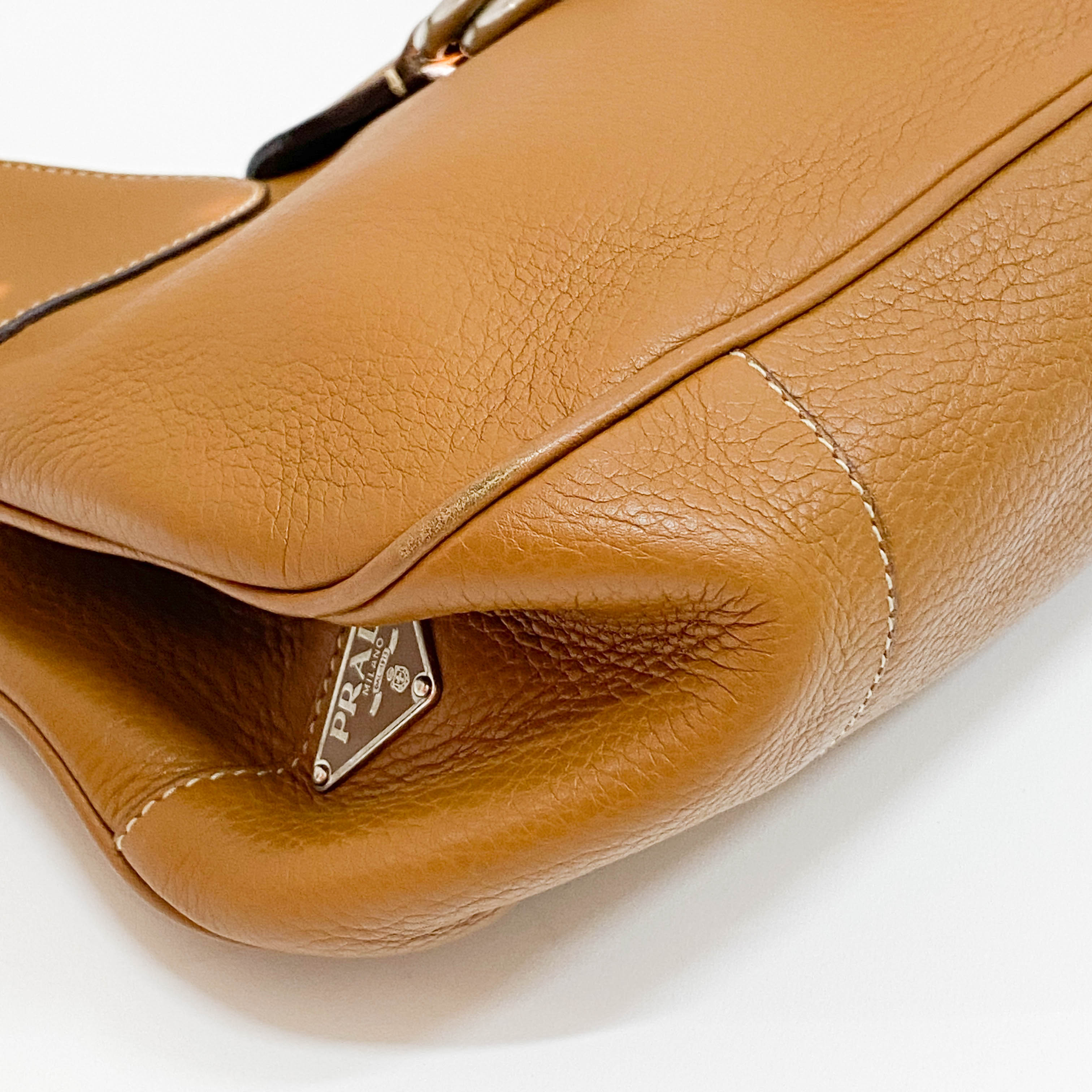 Moon Brown Calfskin Leather Shoulder Bag