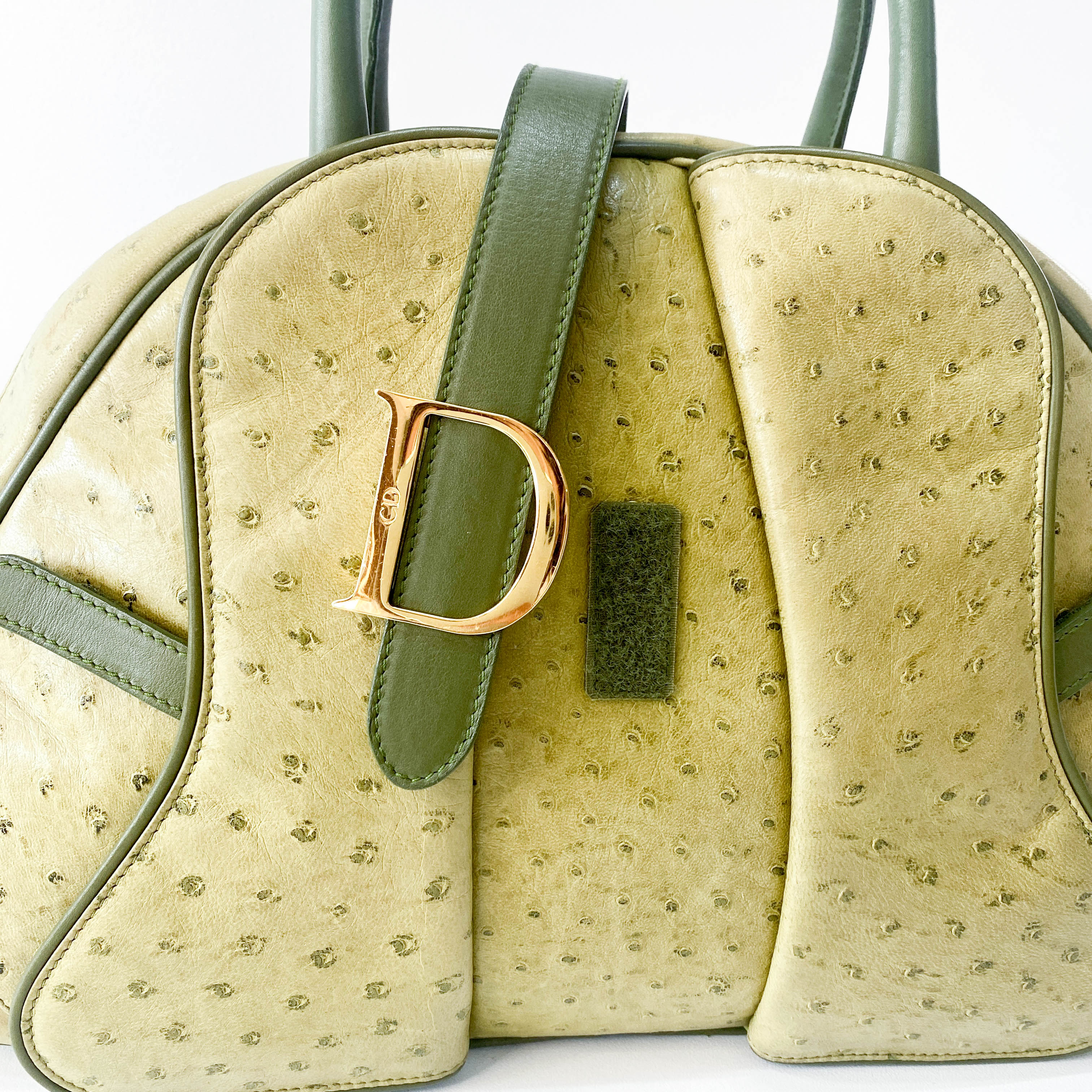 Green Leather Saddle Bowler Bag