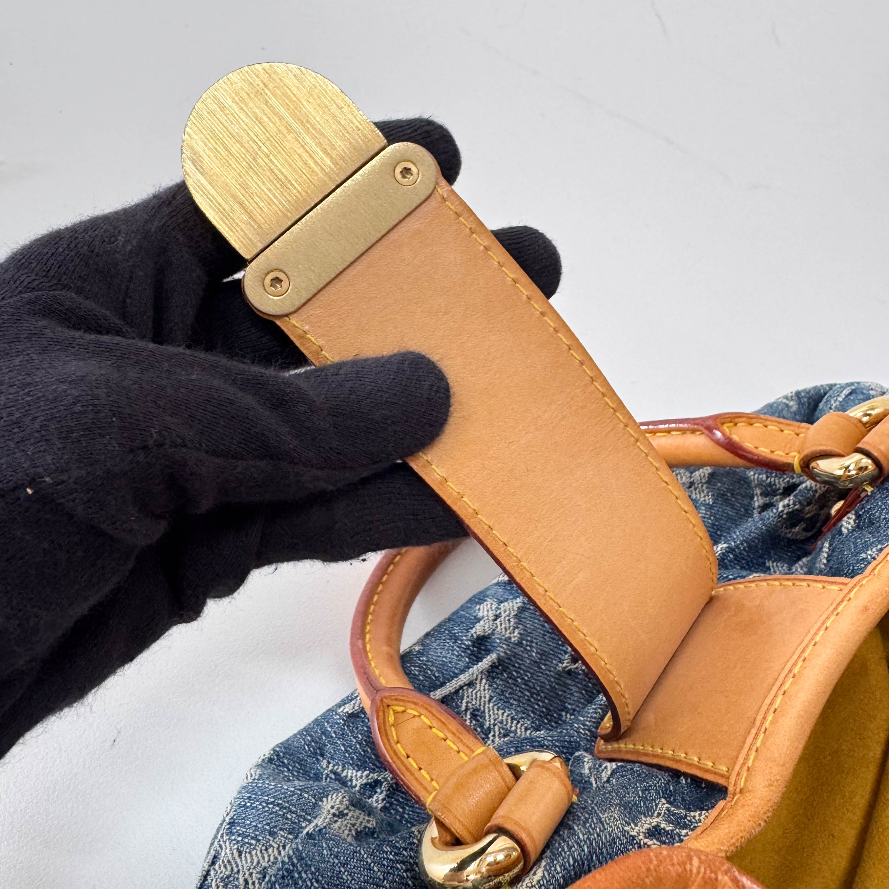 Pleaty Blue Denim Monogram Bag