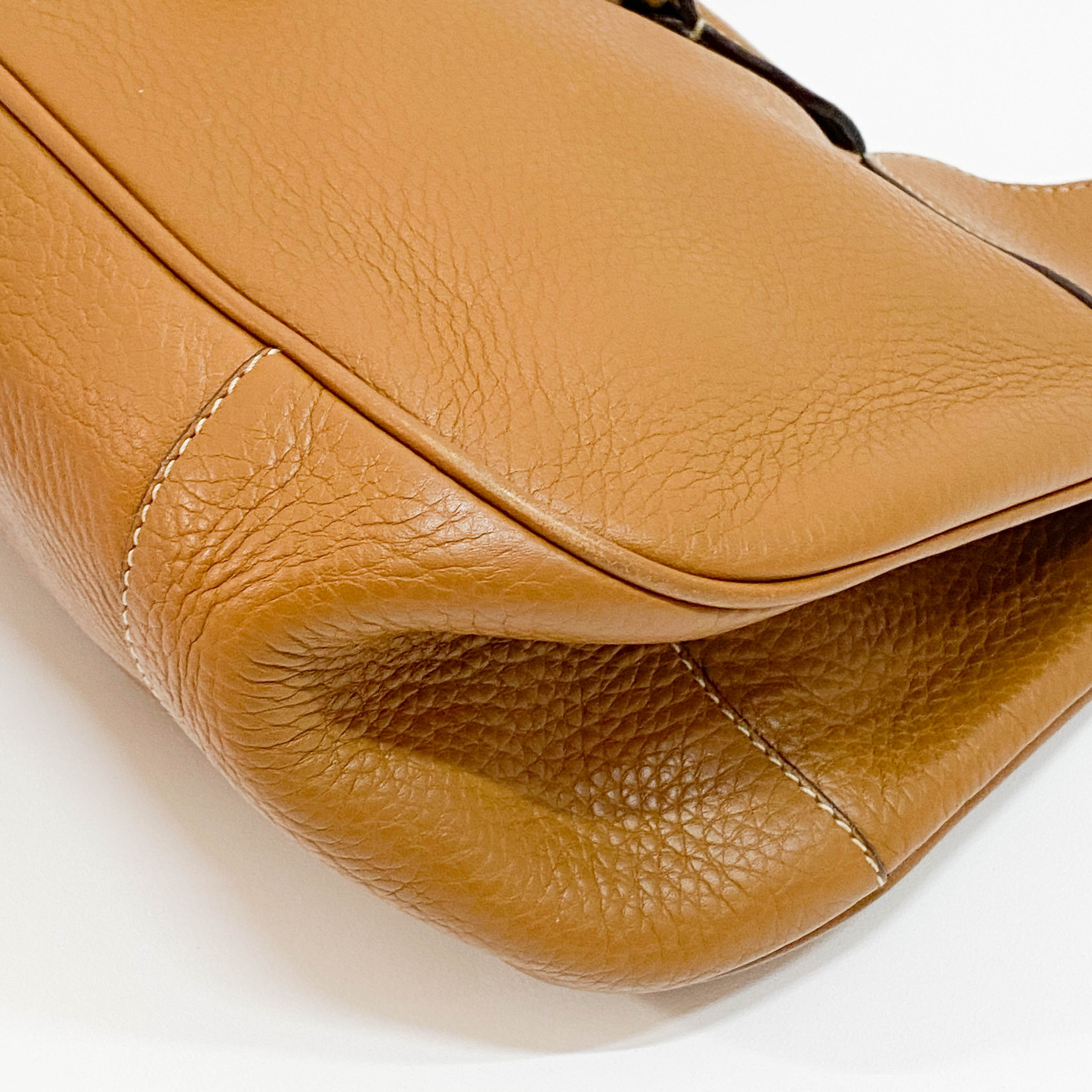 Moon Brown Calfskin Leather Shoulder Bag