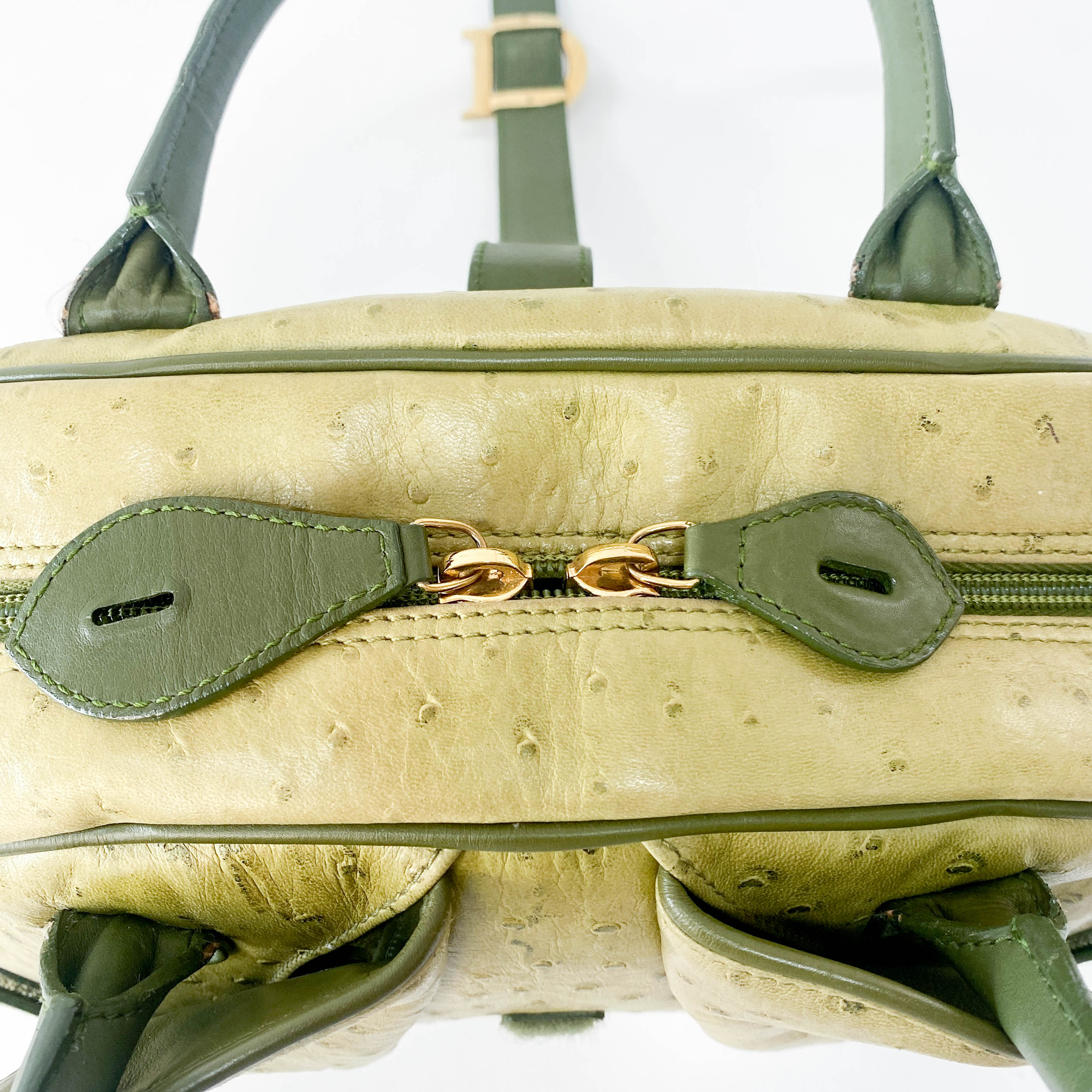 Green Leather Saddle Bowler Bag
