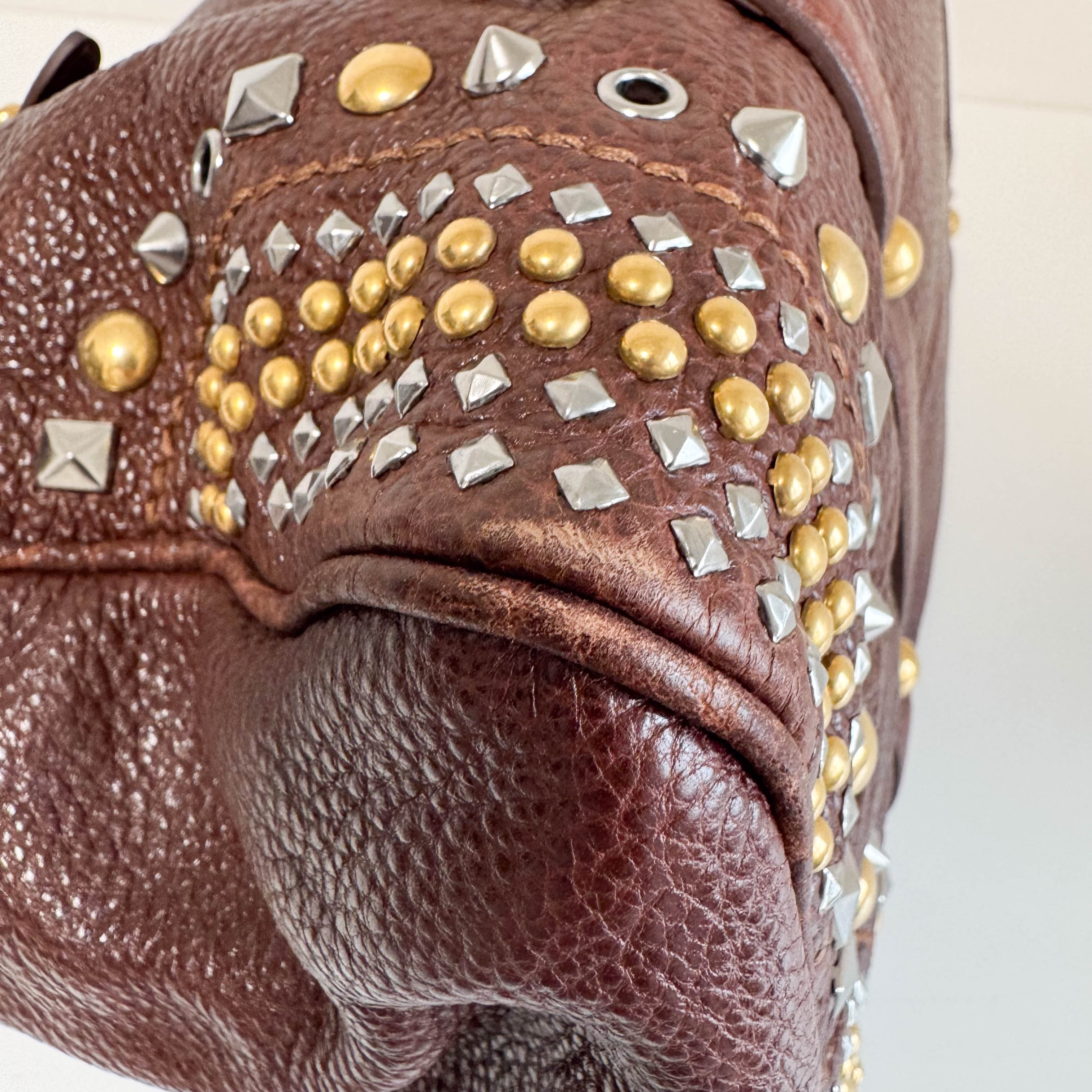 Vitello Brown Leather Top Handle Bag