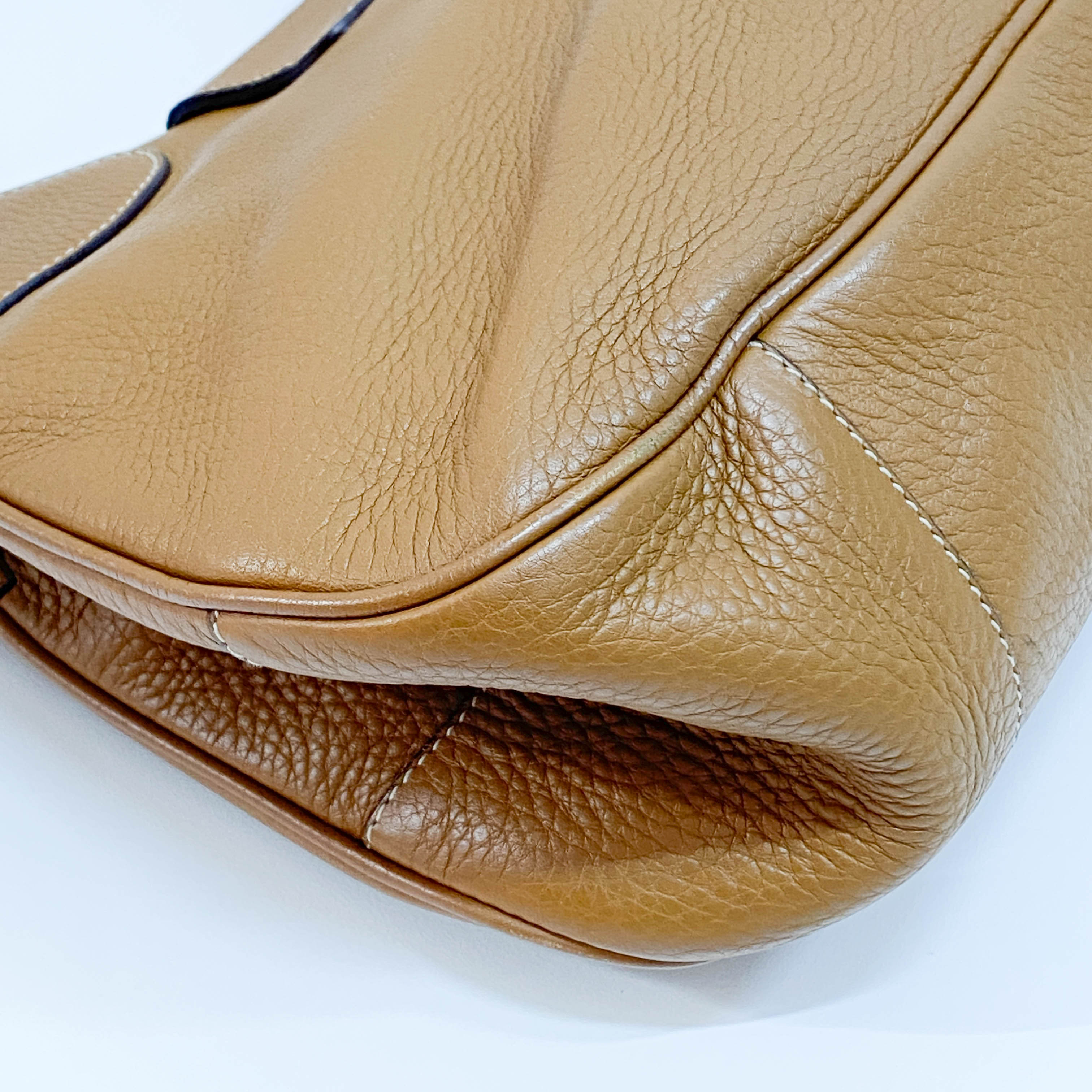 Moon Brown Calfskin Leather Shoulder Bag