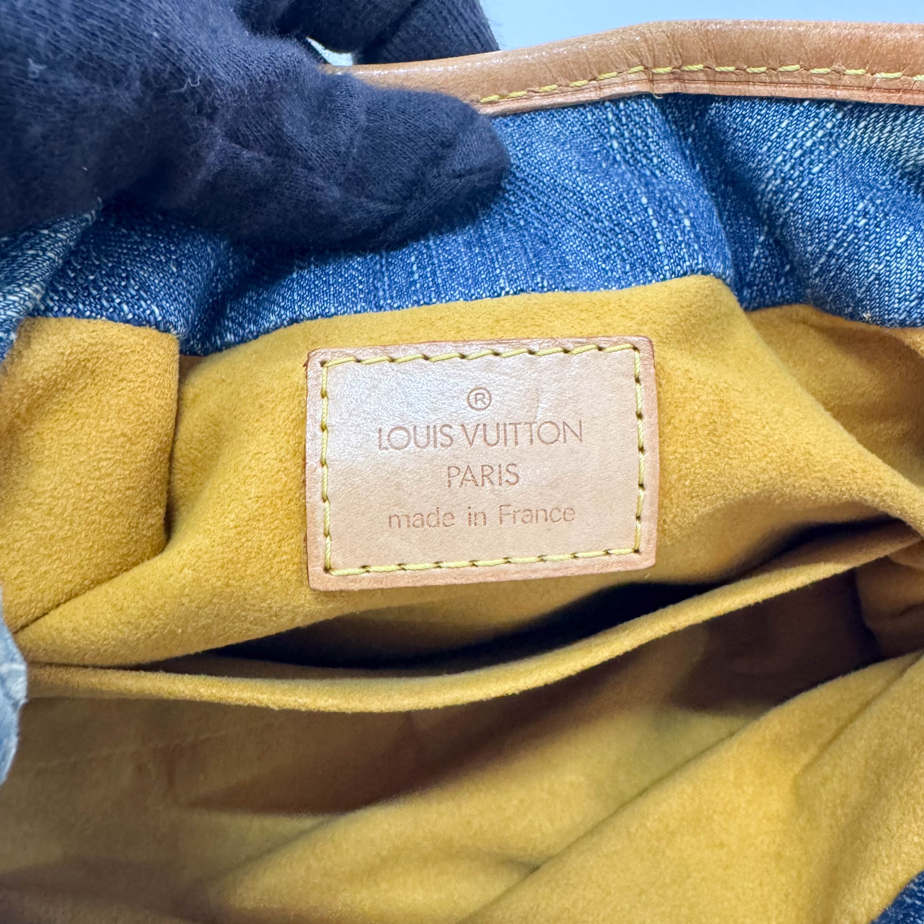 Pleaty Blue Denim Monogram Bag