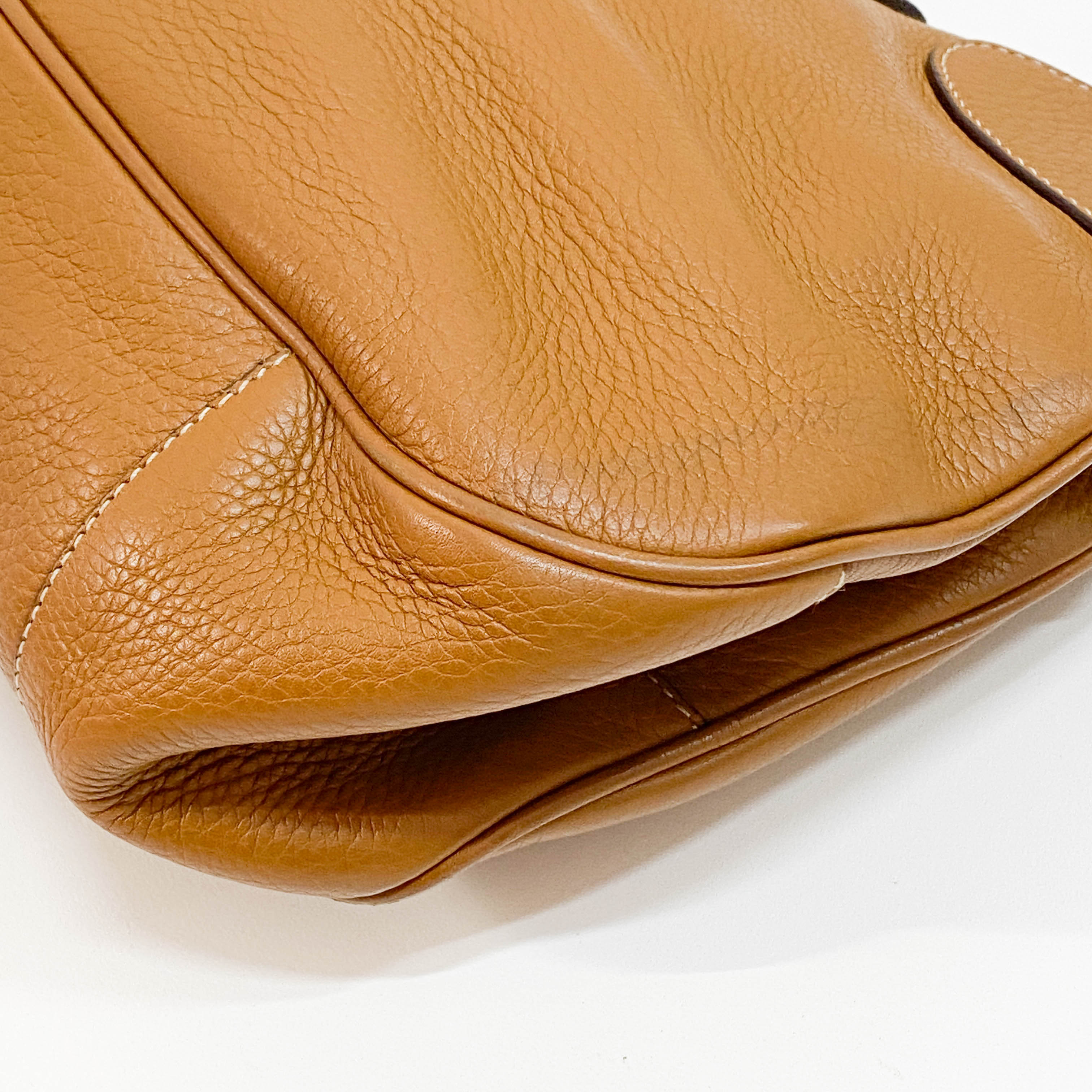 Moon Brown Calfskin Leather Shoulder Bag