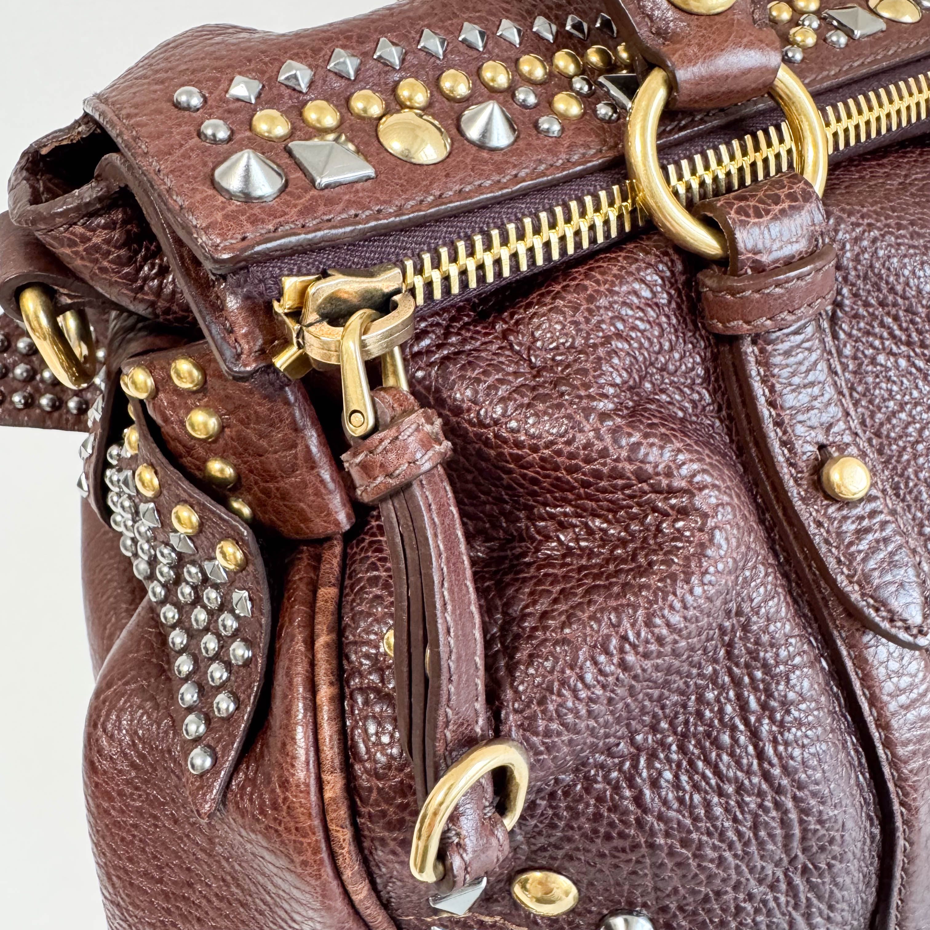 Vitello Brown Leather Top Handle Bag