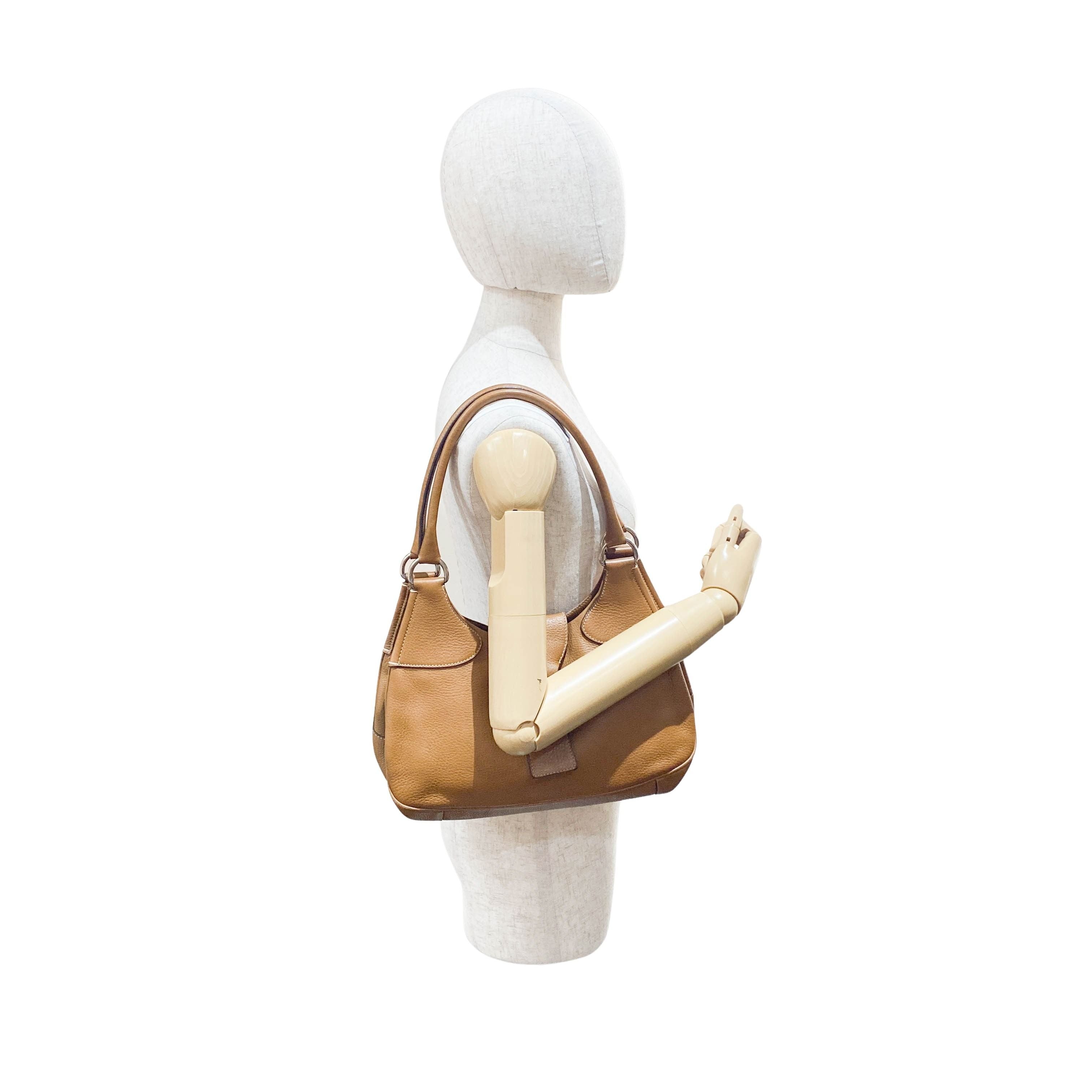 Moon Brown Calfskin Leather Shoulder Bag