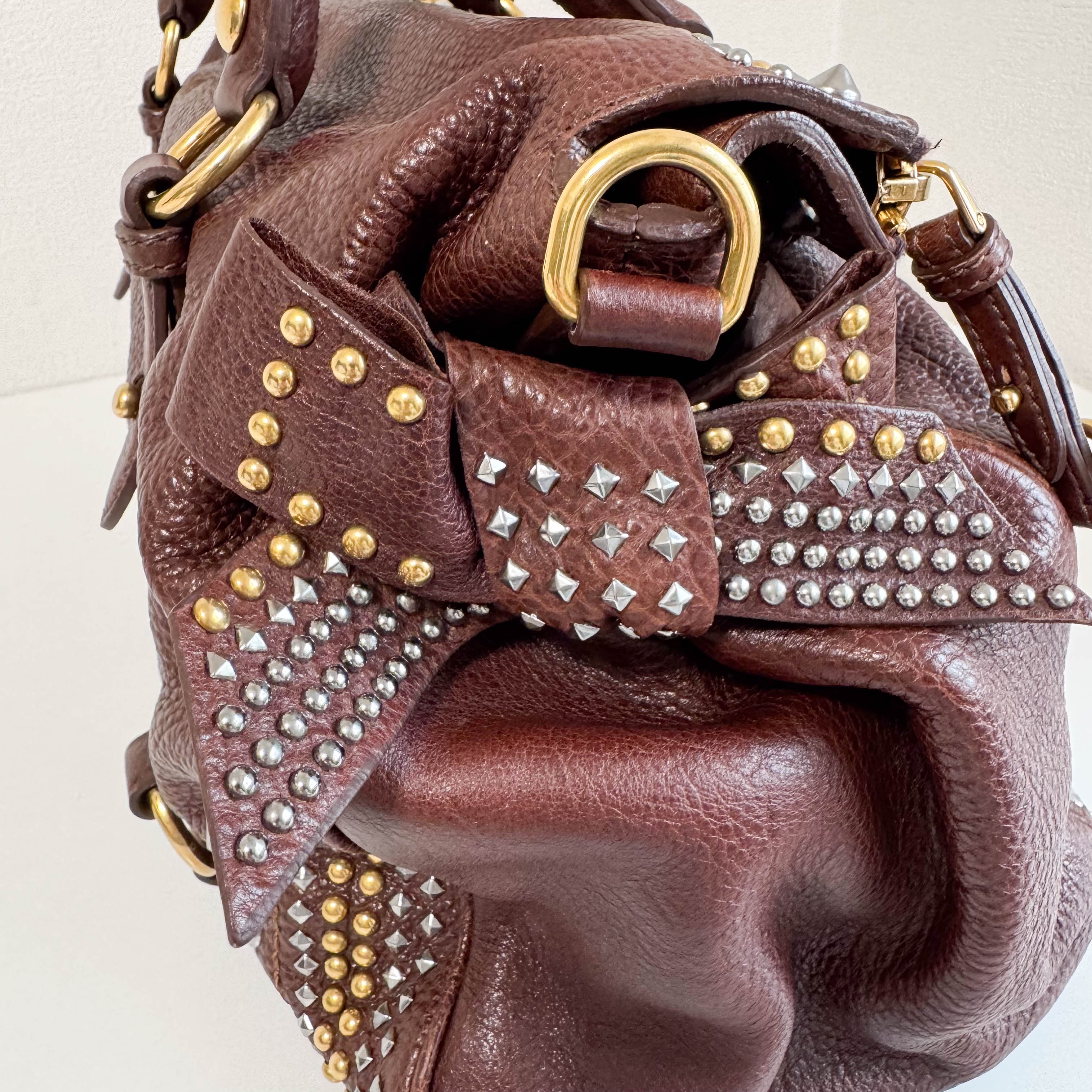 Vitello Brown Leather Top Handle Bag