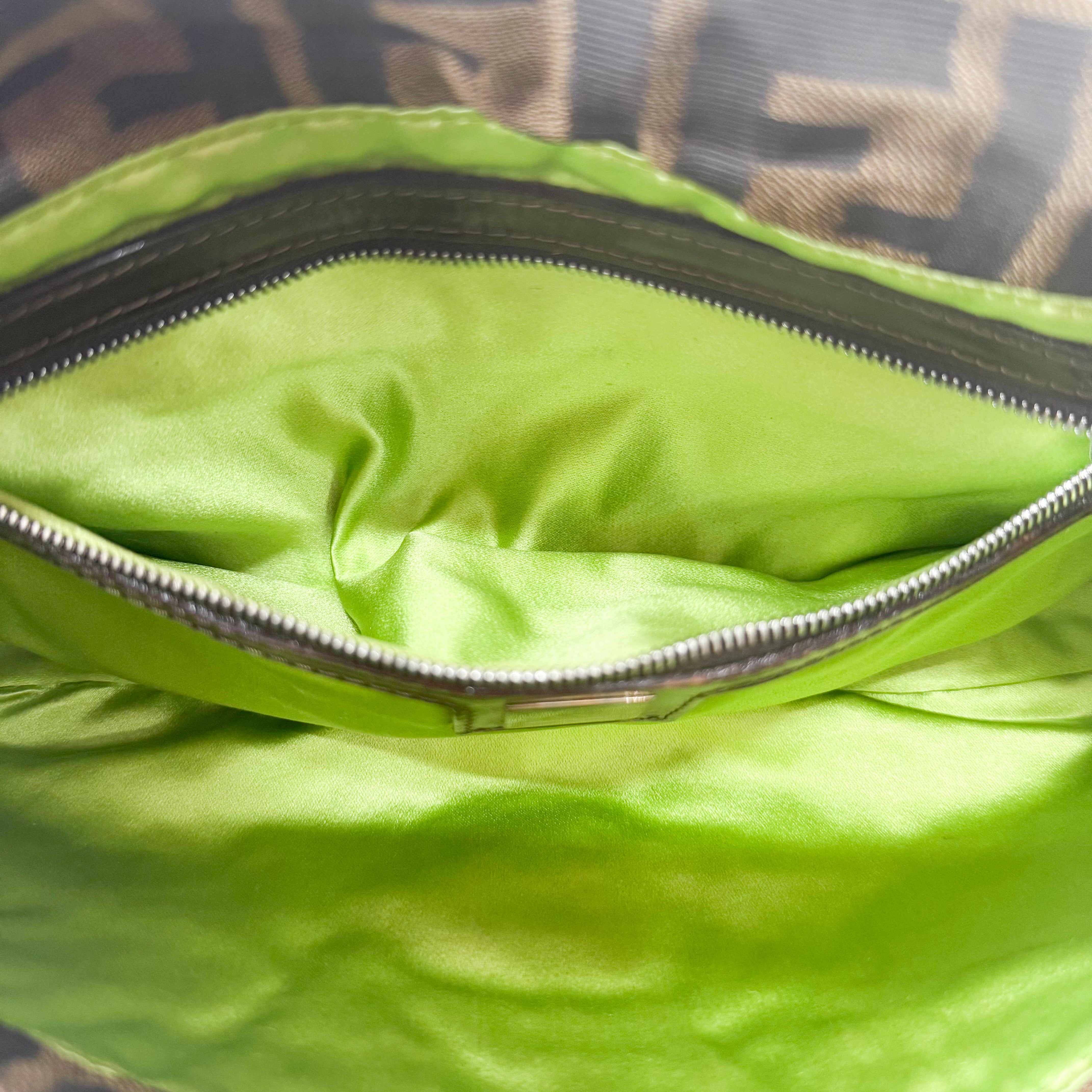 Zucca Baguette Brown Flower Stitch Design Shoulder Bag