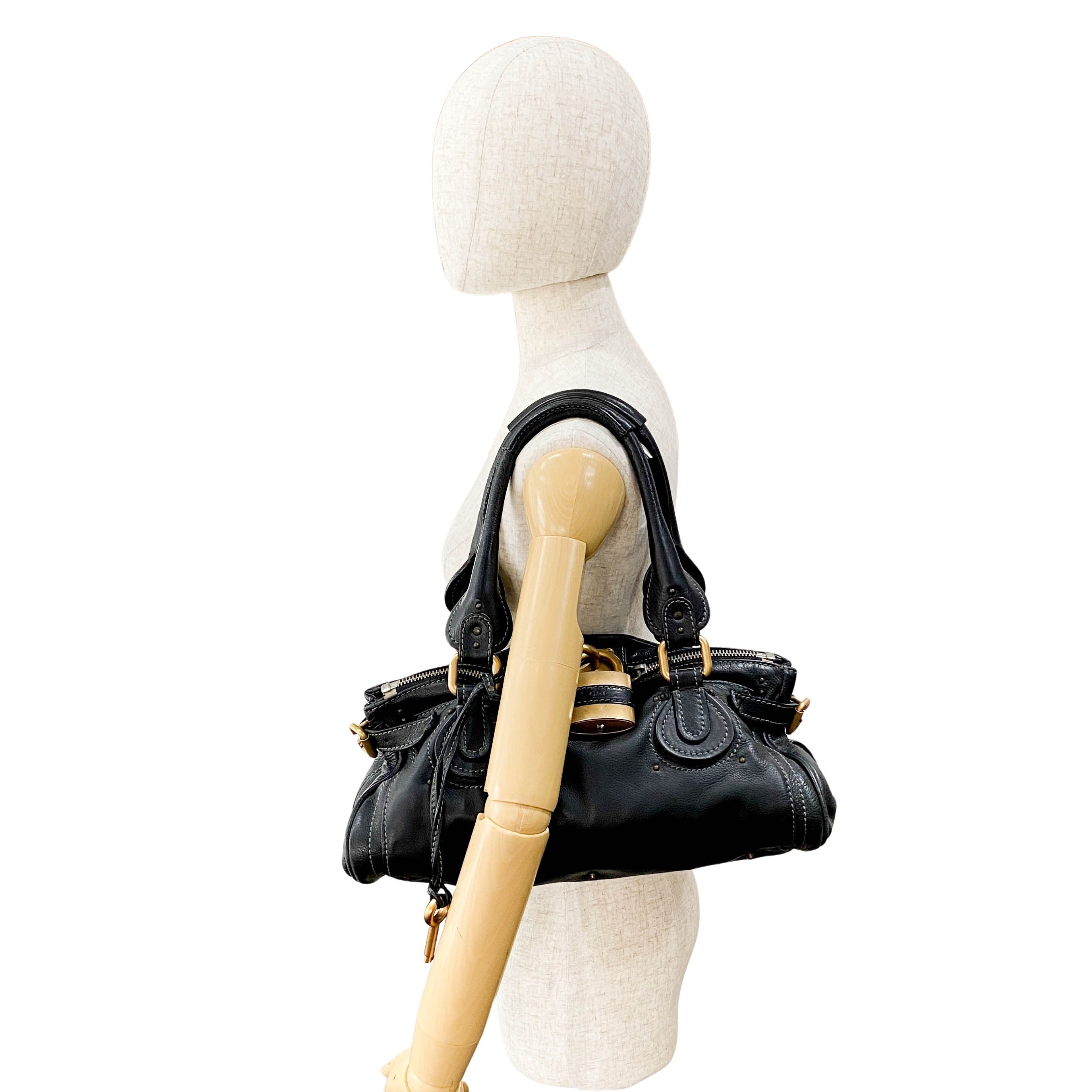 Paddington Black Leather Shoulder Bag